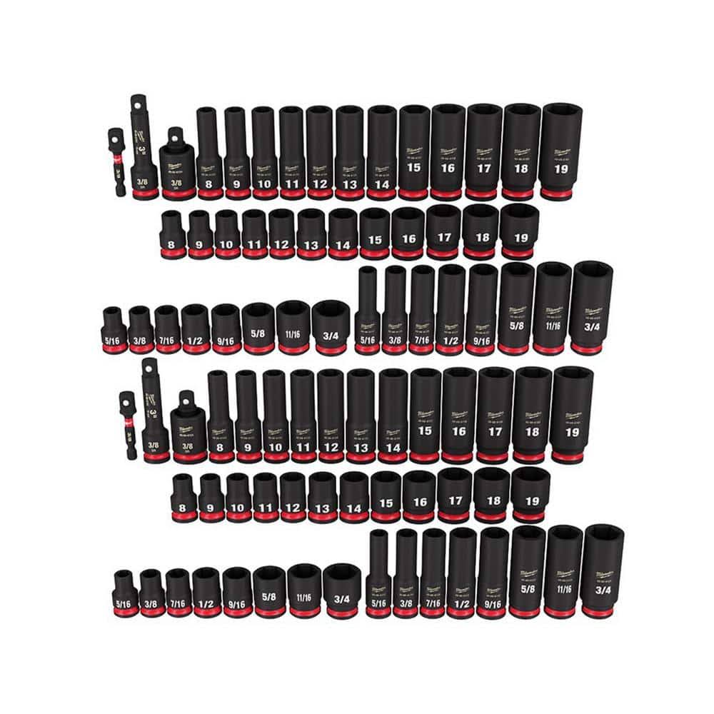 Milwaukee 49-66-7009-49-66-7009 Shockwave 3/8 in. Drive SAE and Metric 6 Point Impact Socket Set (86-Piece)