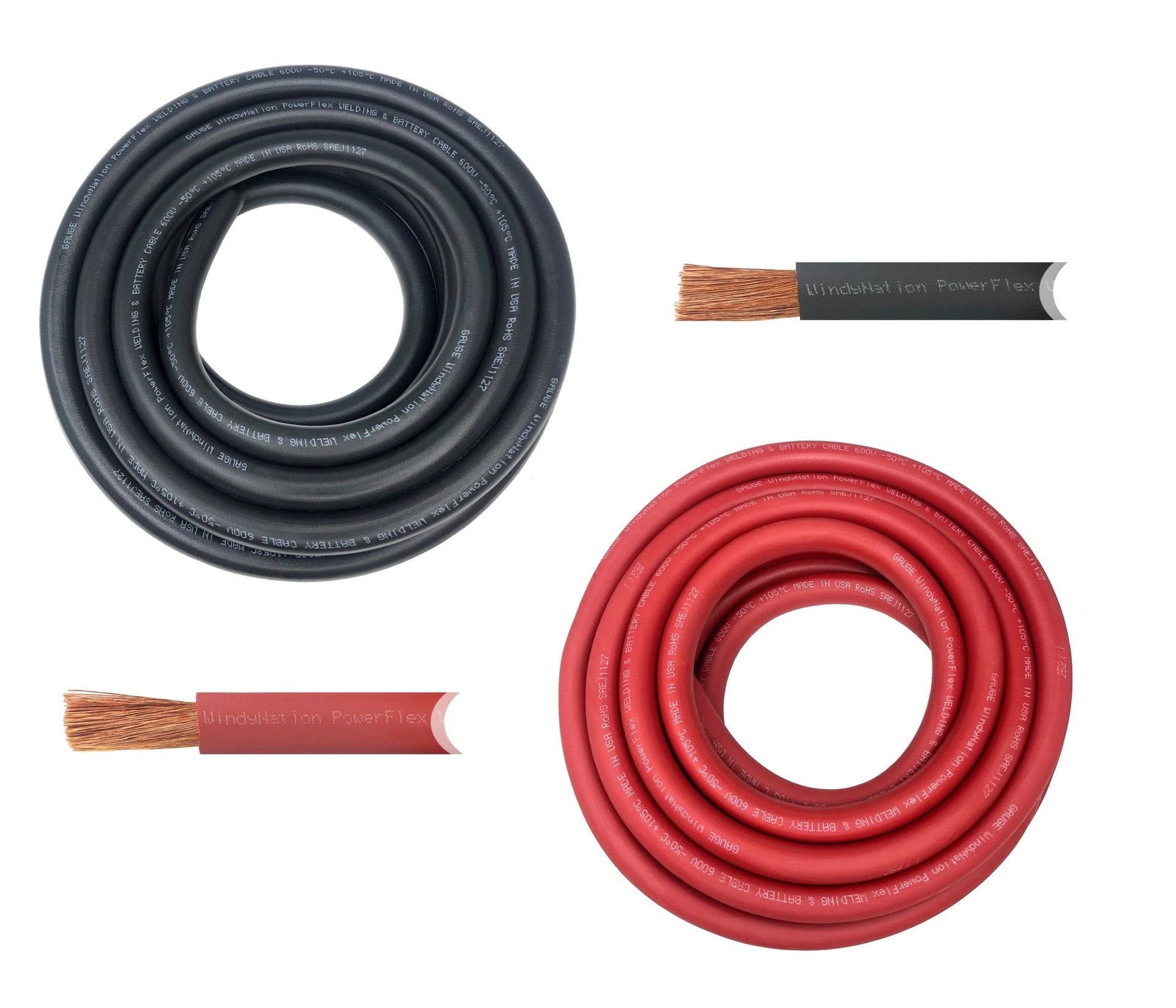 WindyNation 1-0 Gauge 25 ft. Black Welding Cable