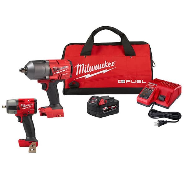 M18 FUEL 18V Lithium-Ion Brushless Cordless 1/2 in. and 3/8 in. Impact Wrench with Friction Ring Kit (2-Tool)-Instock
