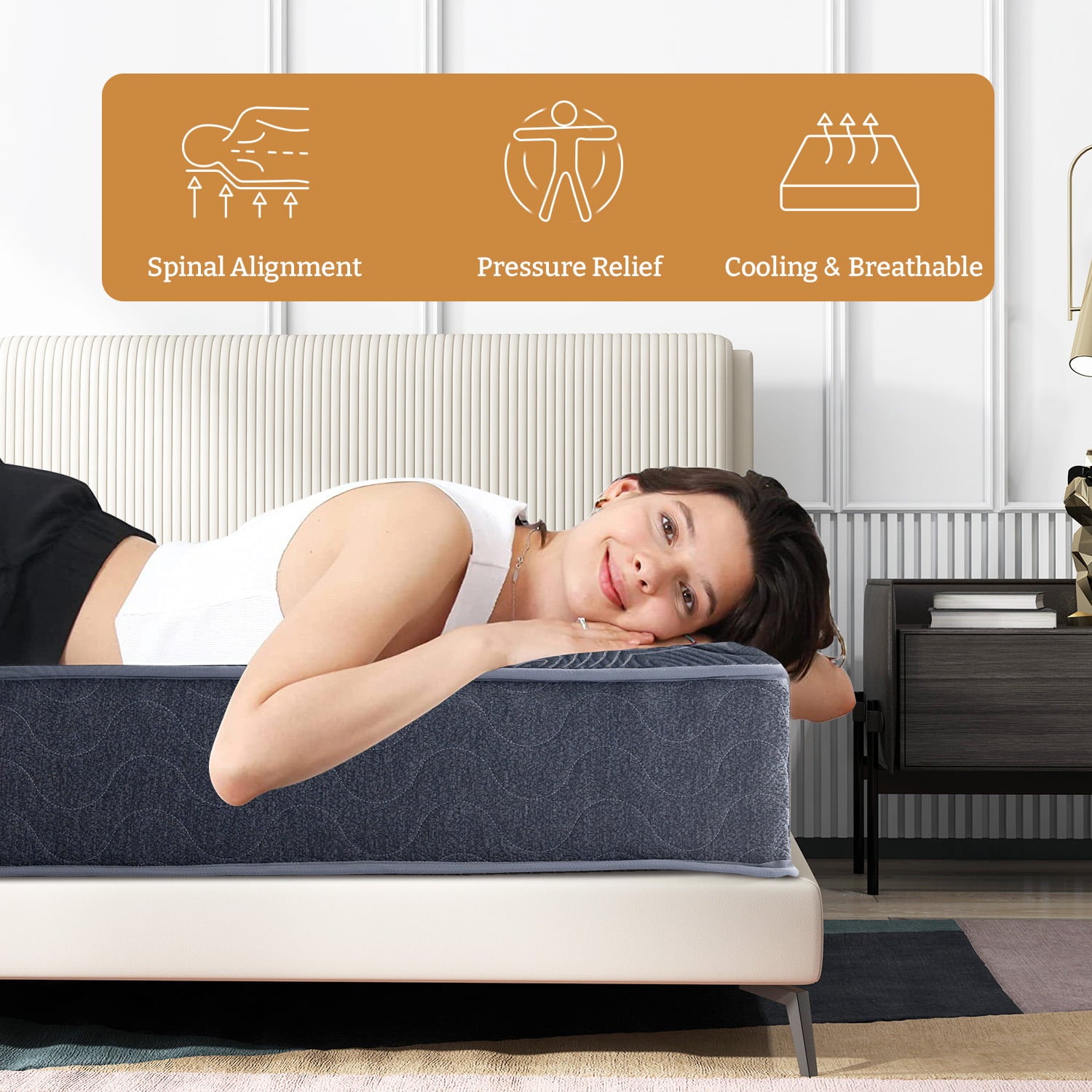 Mattress 9 Inch. Memory Foam Hybrid Mattress in A Box for Pain Relief & Cool Sleep.Made in USA