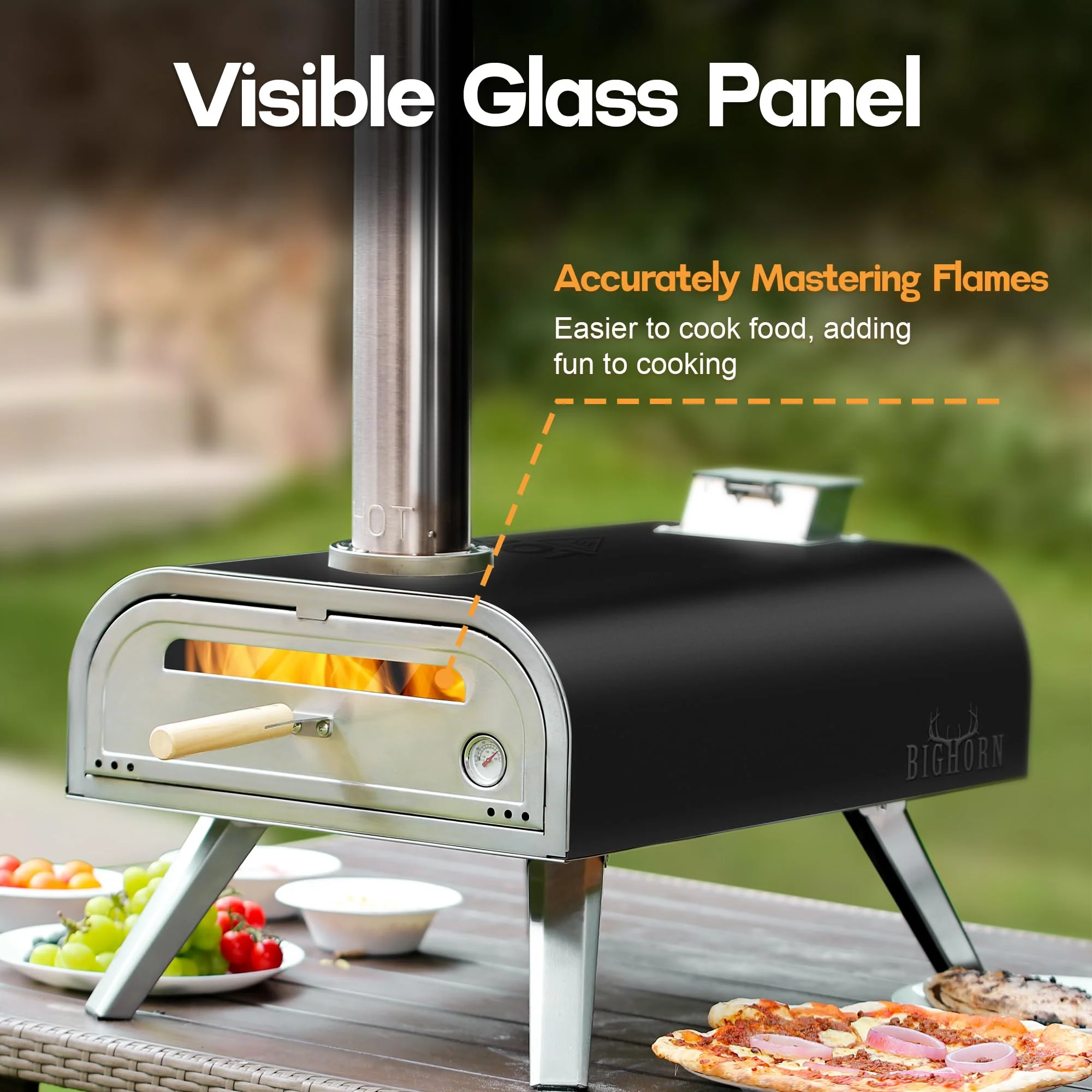 BIG HORN OUTDOORS 16 Inch Wood Pellet Burning Pizza Oven