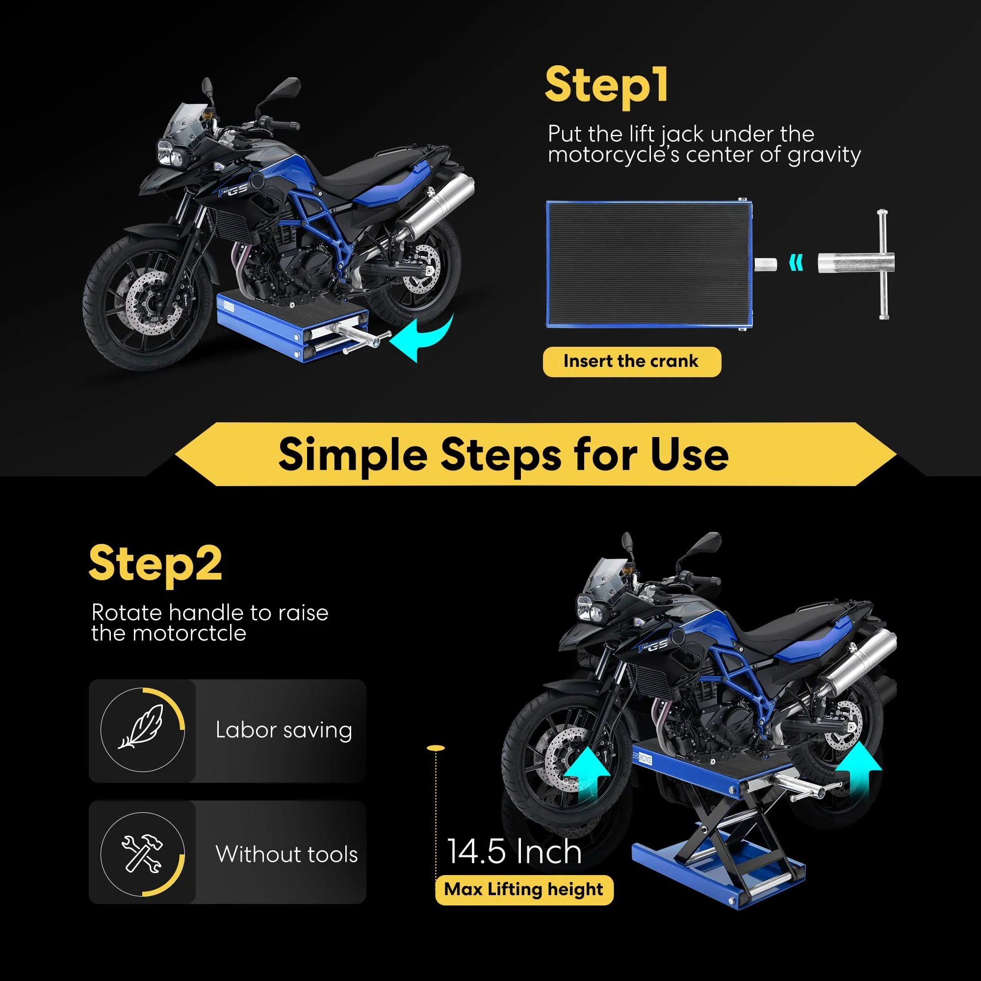 VIVOHOME 1100 LBS Capacity Motorcycle Lift