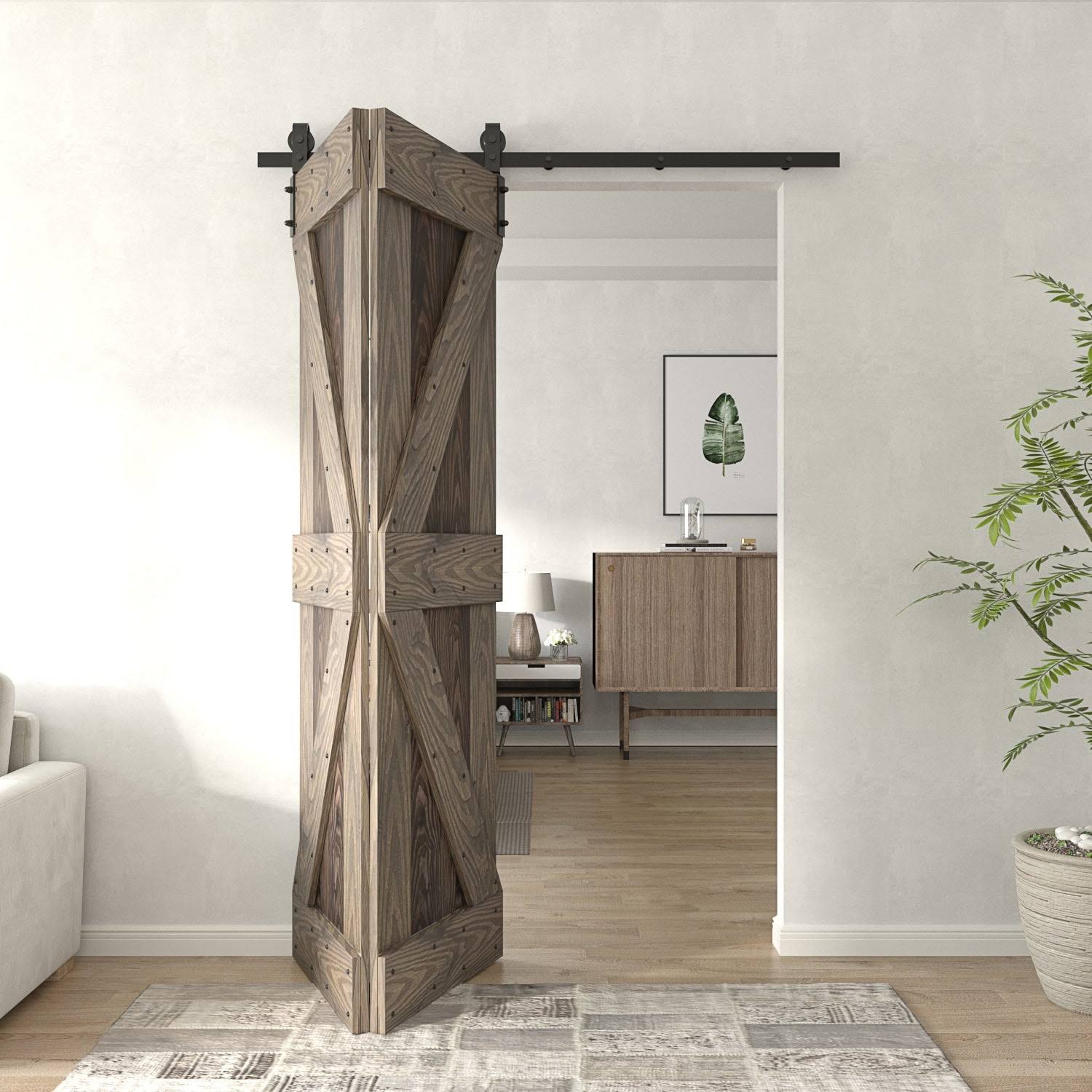 Coast Sequoia Embossing Bi-Fold Barn Door with Sliding Hardware Kit Coast Sequoia Size: 30