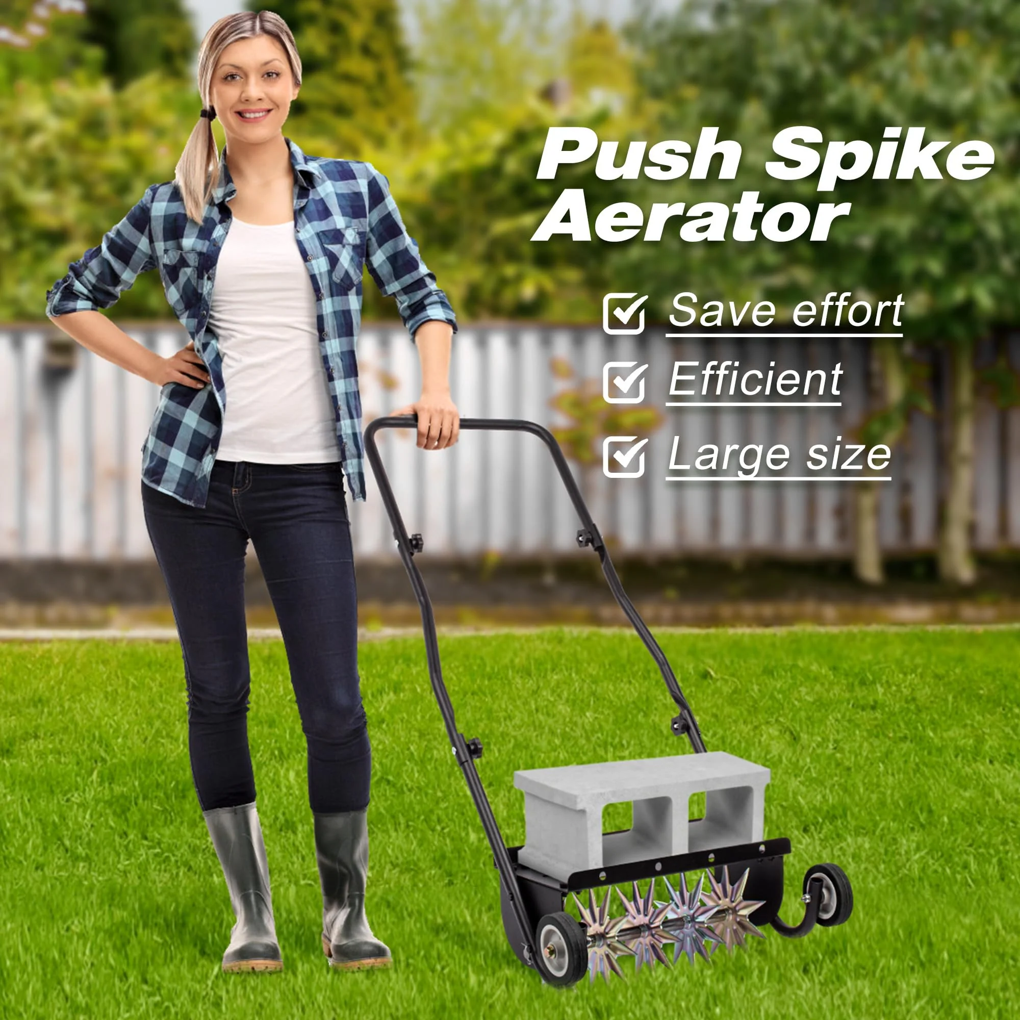Suchtale 18 Inch Push Spike Aerator. Heavy Duty Rolling Lawn Aerator