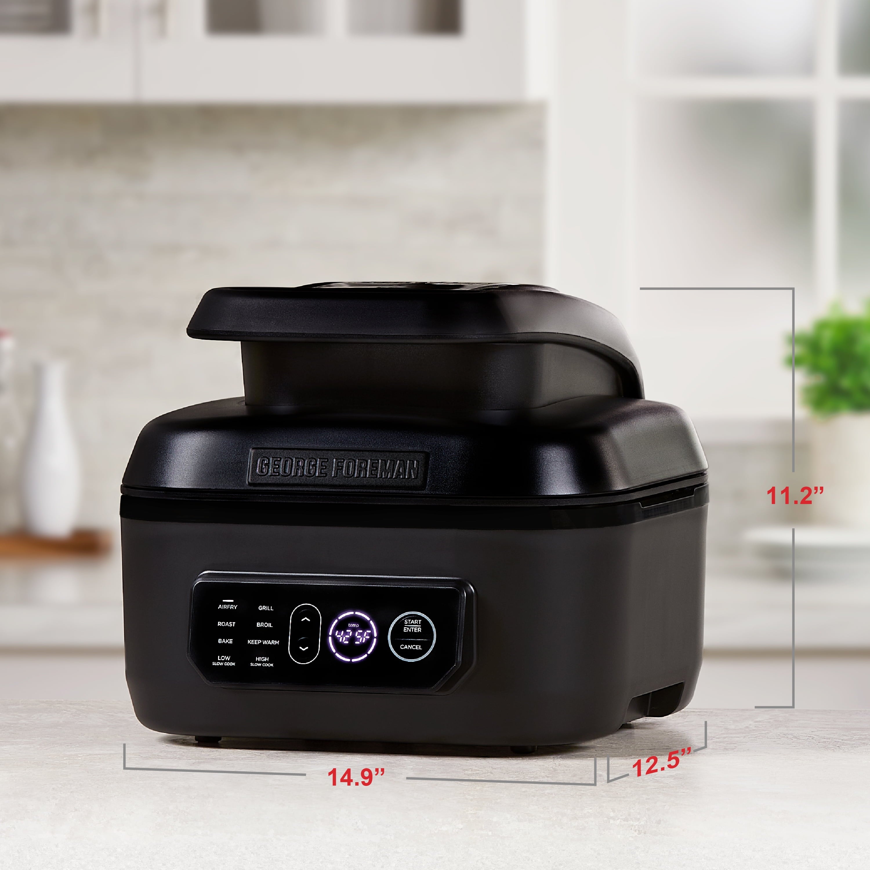 Foreman Beyond Grill 7-in-1 Electric Indoor Grill and 6 Quart Air Fryer. Black. MCAFD800D