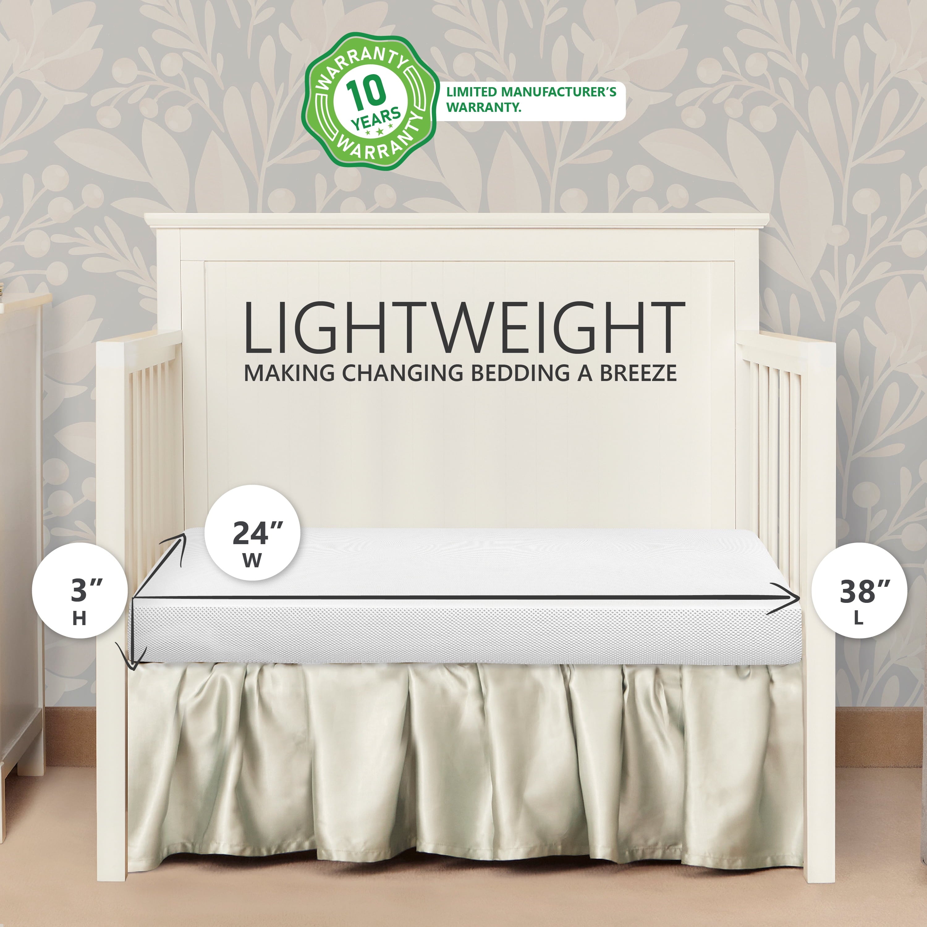 on Me. Sunset 3 Extra Firm Fiber Portable Crib Mattress