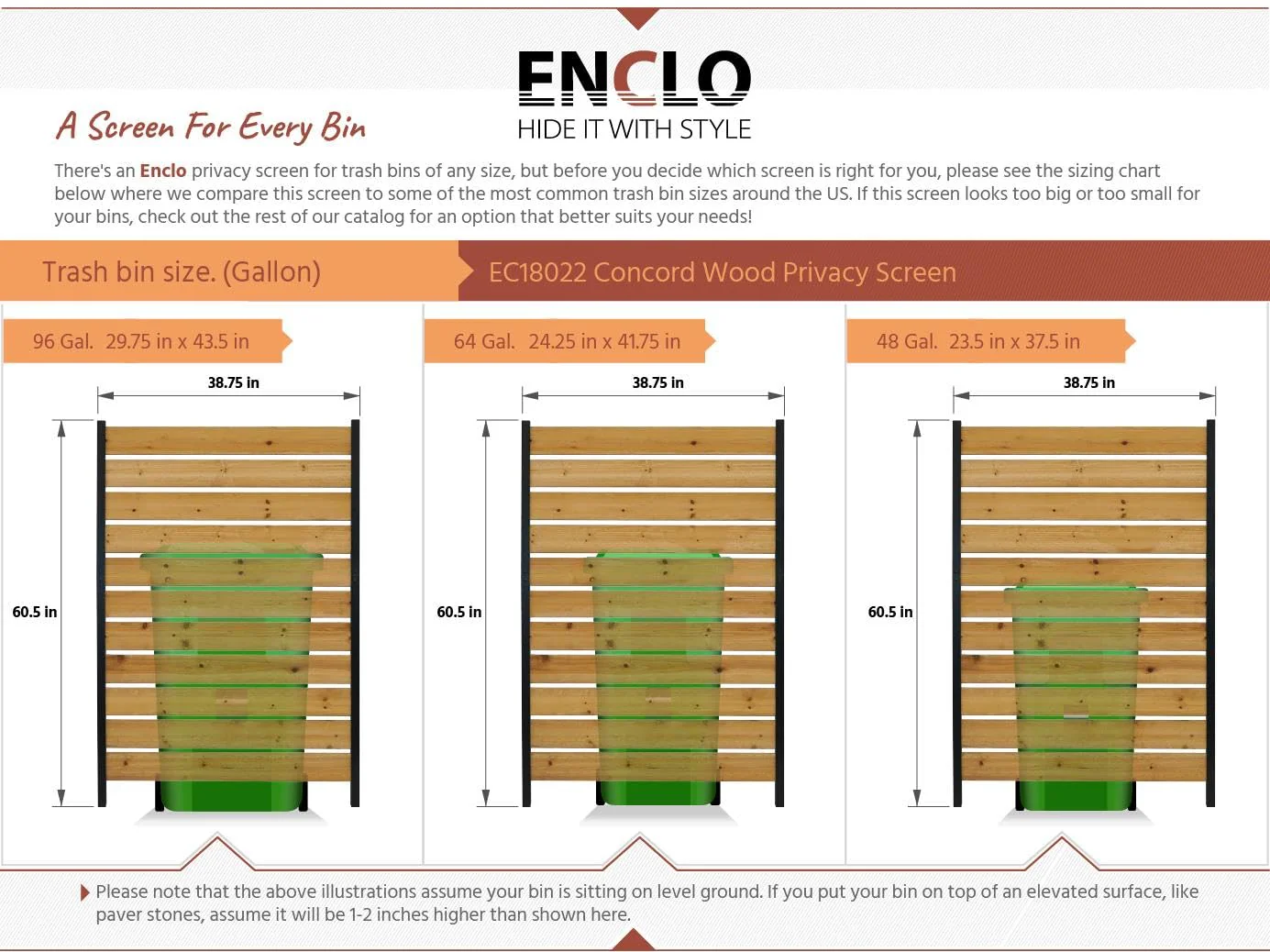 Enclo Privacy Screens 5ft H x 3.2ft W Concord Wood Outdoor Privacy Fence Screen