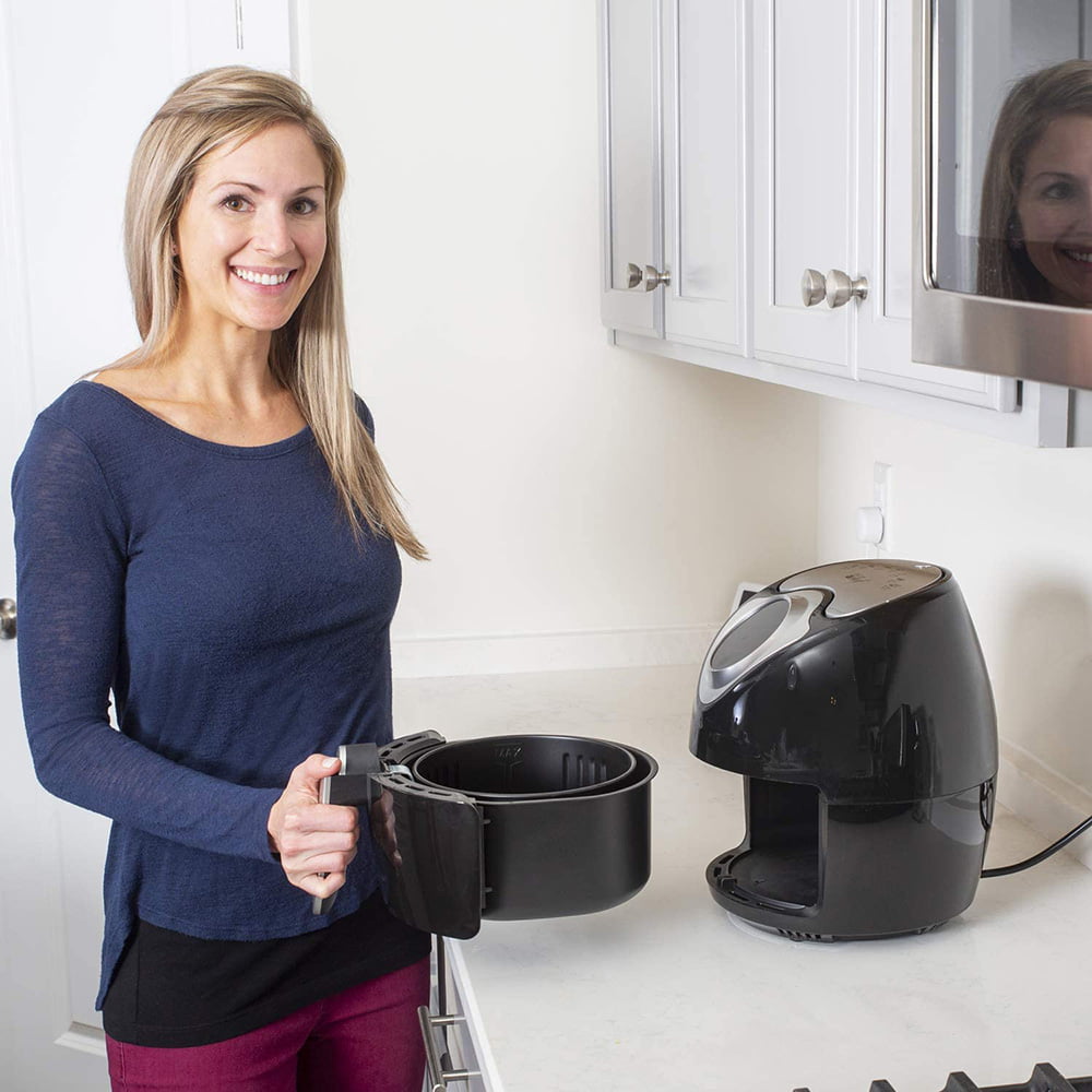 14.5 Cup 3.7 Qt Digital Air Fryer Cooker With 7 Smart Programs. Led Touch Screen. Oil-Less Non-Stick Coated Basket. Timer Counter Top. Healthy Kitchen Safe Frying Station With Cook Book