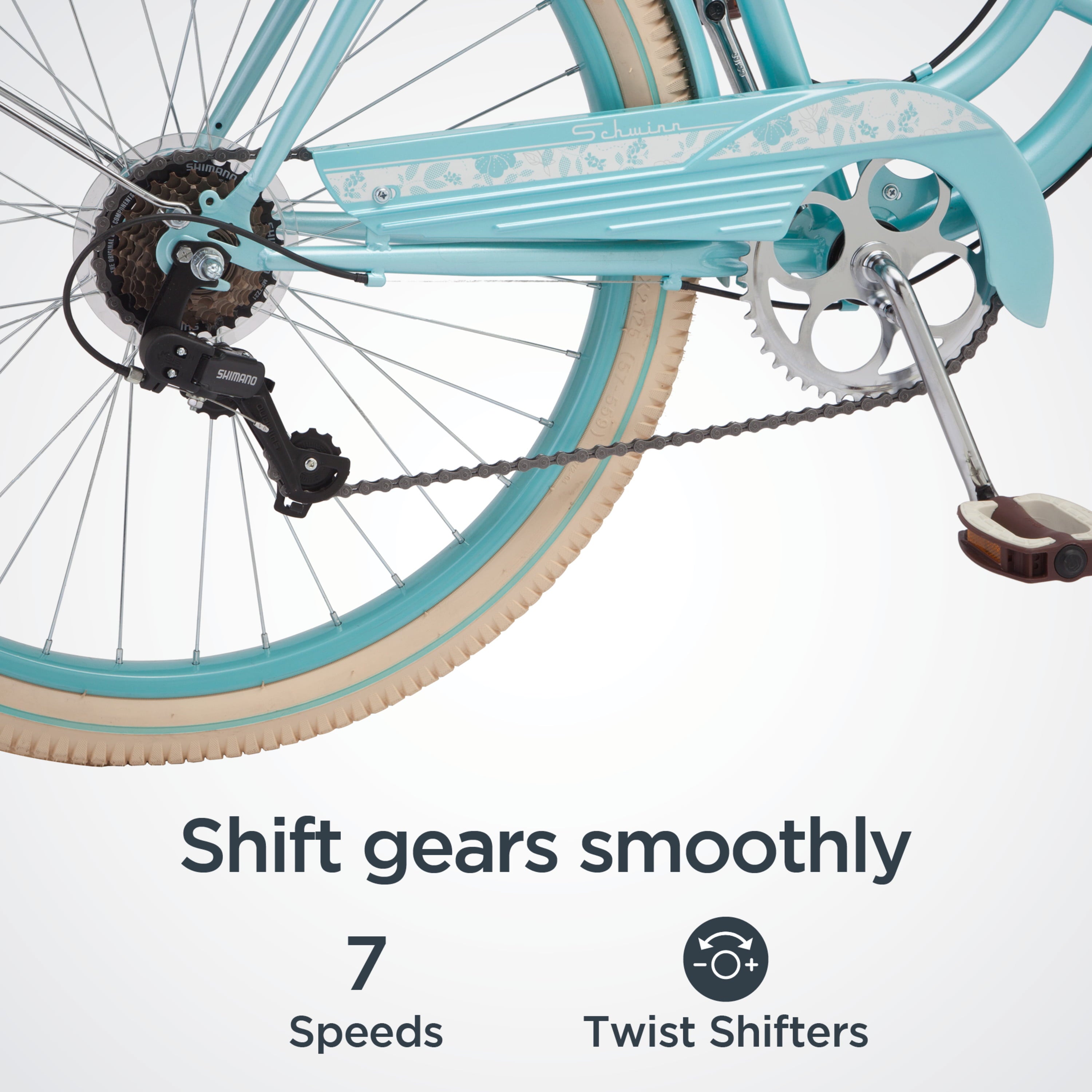 Cabo Cruiser Bike. 26-inch wheels. vintage-style womens frame. blue