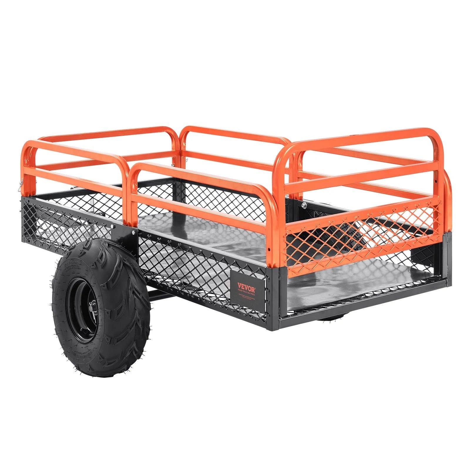 VEVOR Heavy Duty Steel ATV Dump Trailer. 1500-Pound Load Capacity 15 Cubic Feet. Tow Behind Dump Cart Garden Trailer. with Removable Sides and 2 - MadeInUSA
