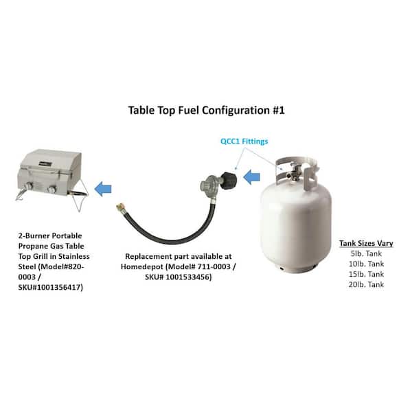 2-Burner Portable Propane Gas Table Top Grill in Stainless Steel