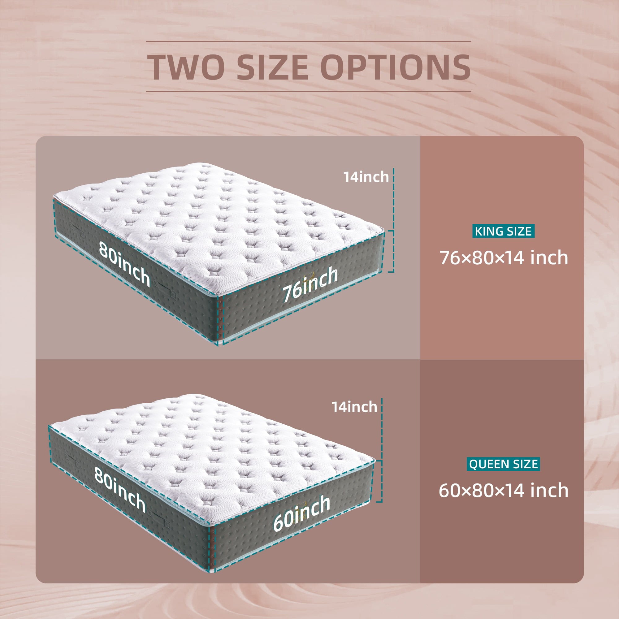 14 inch Queen Mattress Cooling-Gel Memory Foam & Spring Hybrid Mattress in a Box Medium Firmness Bed Mattress for Pressure Relief