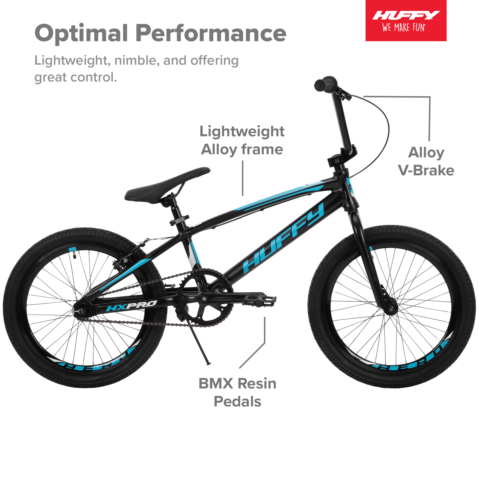 20-inch BMX Bikes HX-Pro Bike. Black with Teal. Aluminum Frame
