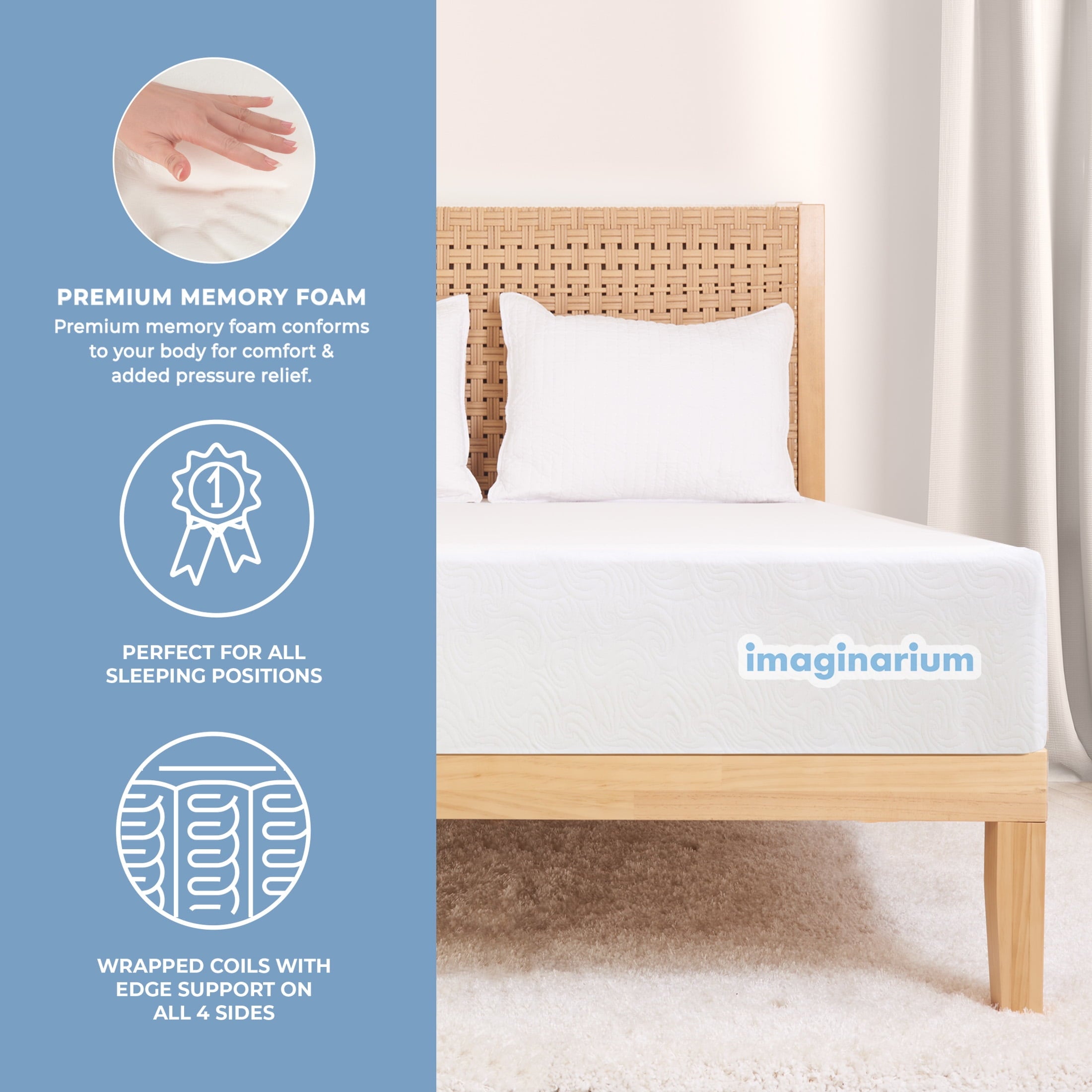 10 Hybrid of Memory Foam and Coils Mattress with Antimicrobial Treated Cover. King