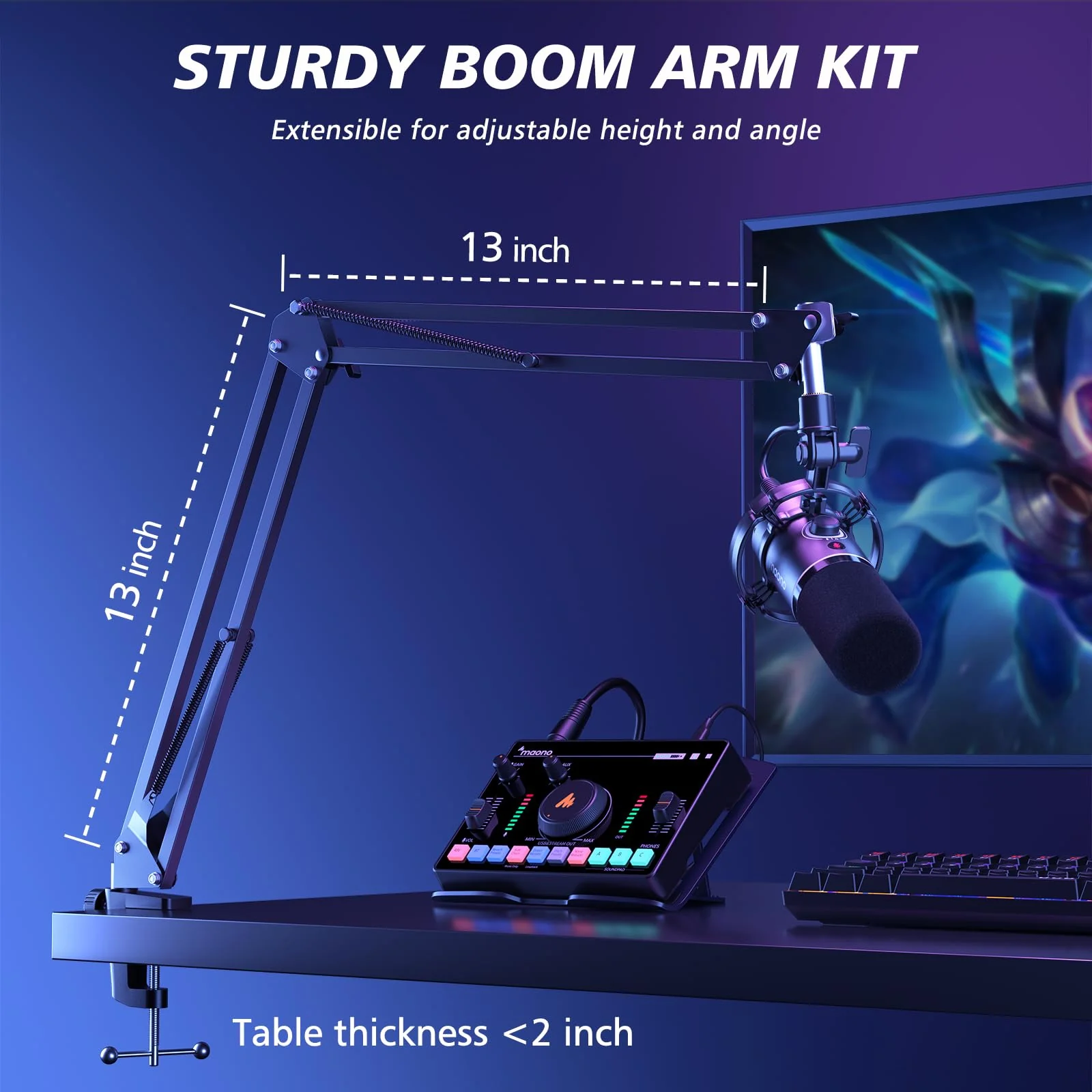 MAONO XLR/USB Dynamic Microphone Kit. RGB Podcast Mic