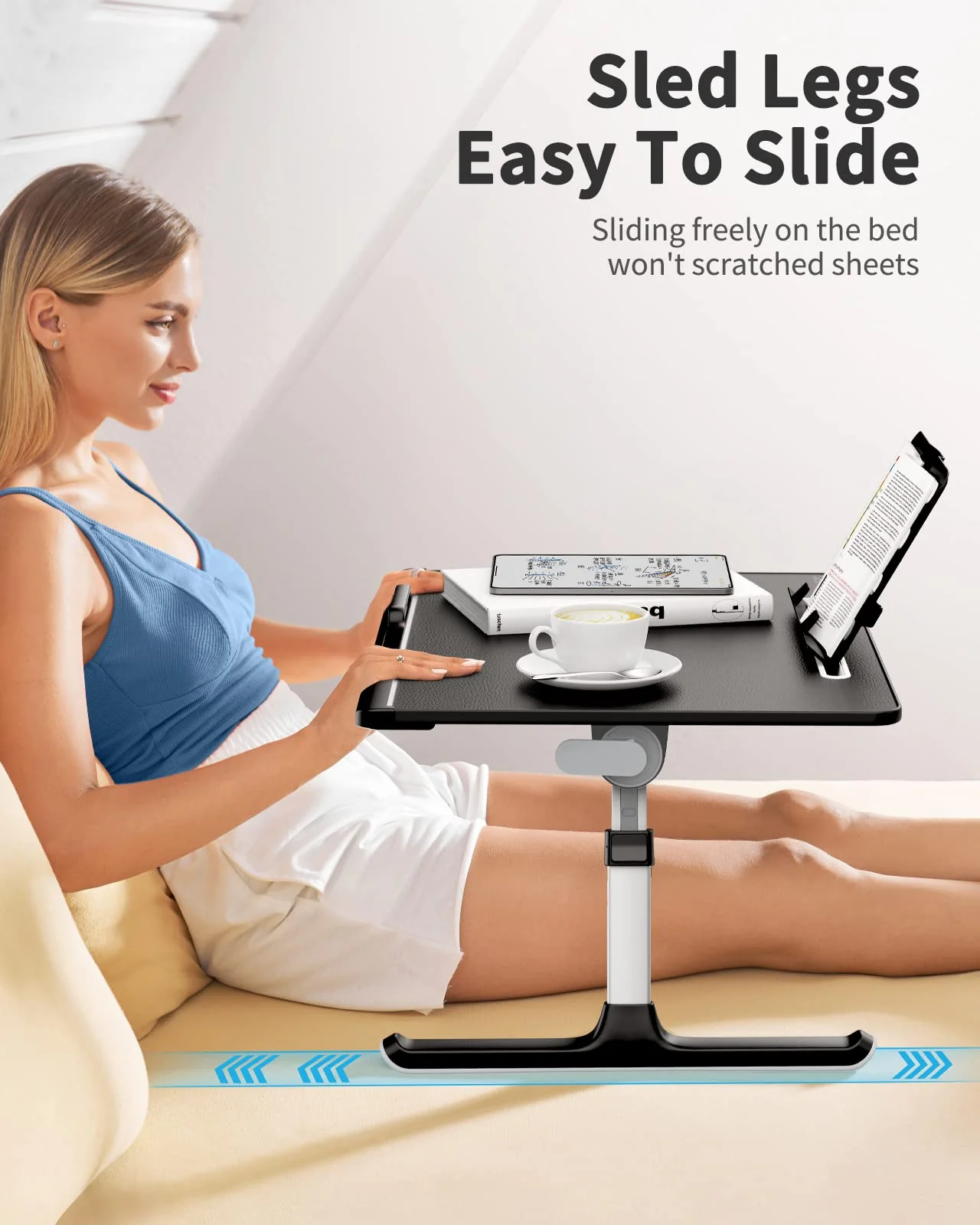 SAIJI X-Large Adjustable Laptop Table with Storage Drawer