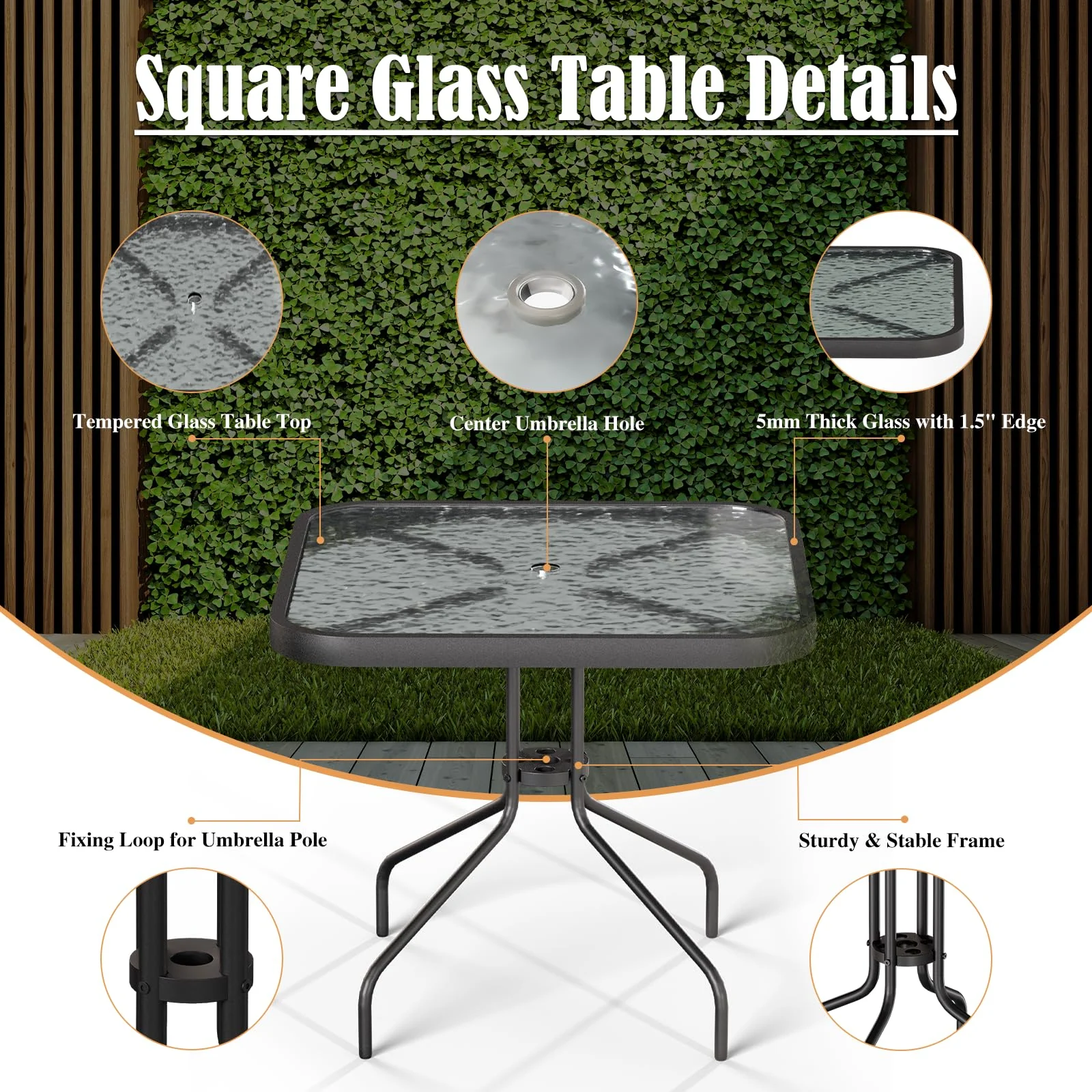 Amopatio Outdoor Dining Set of 5. Patio Table and Chairs Set