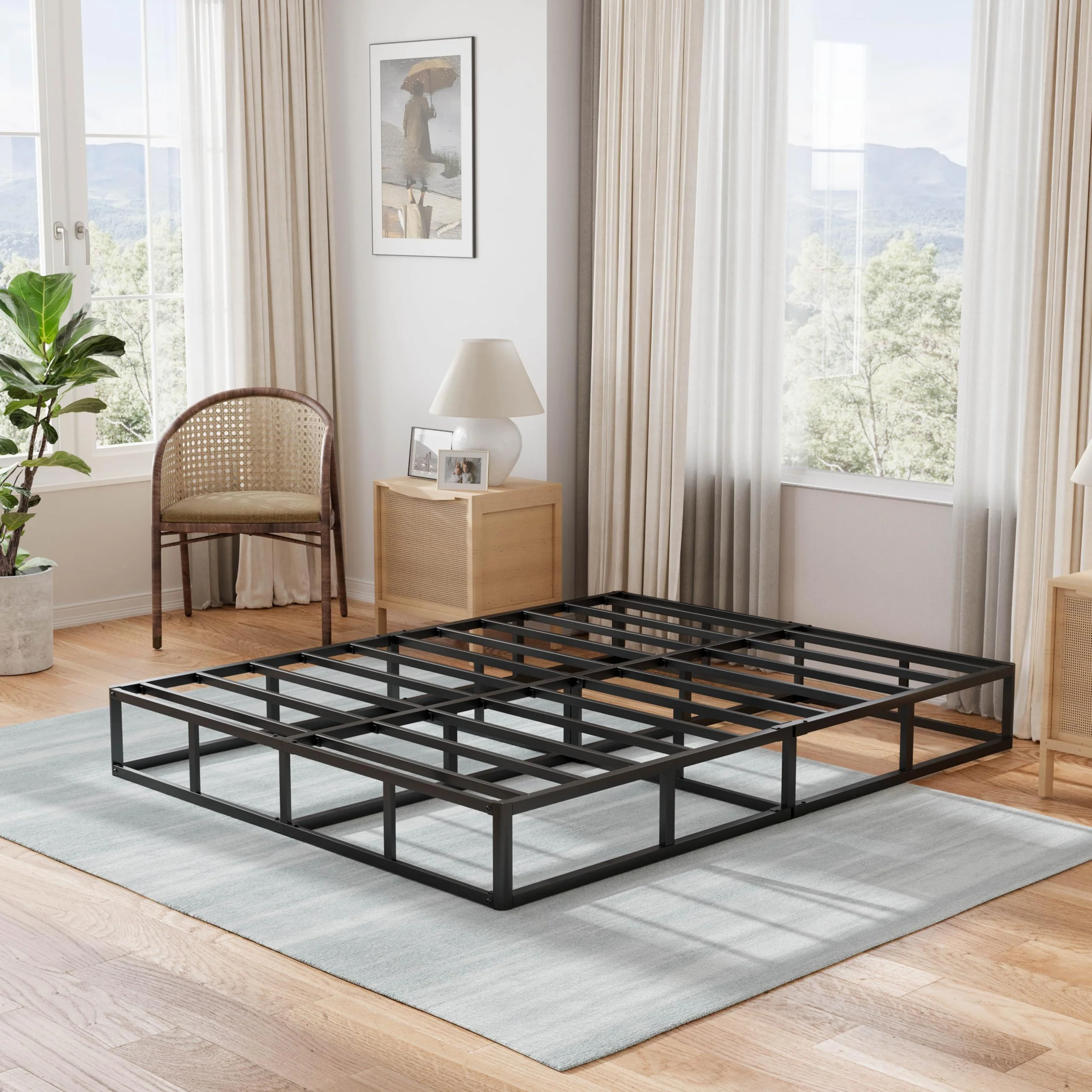 HUEIIS Queen Box Spring 9 Inch Metal Frame Mattress Foundation