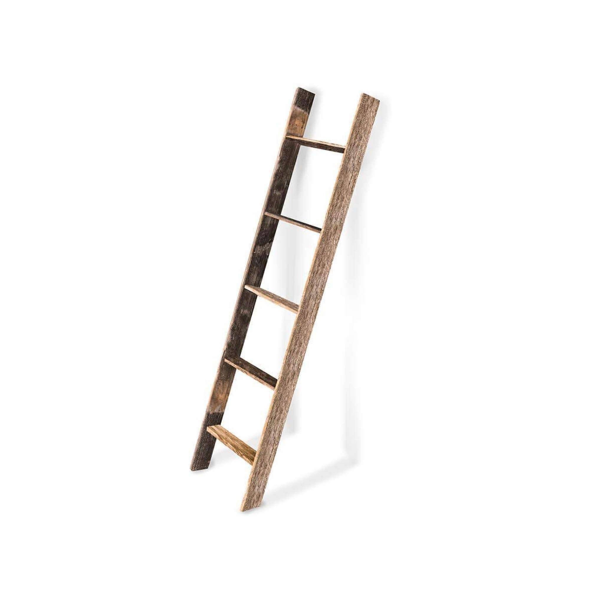 BarnwoodUSA Rustic 5 Foot Decorative Ladder - 100% Reclaimed Wood, Weathered Gray