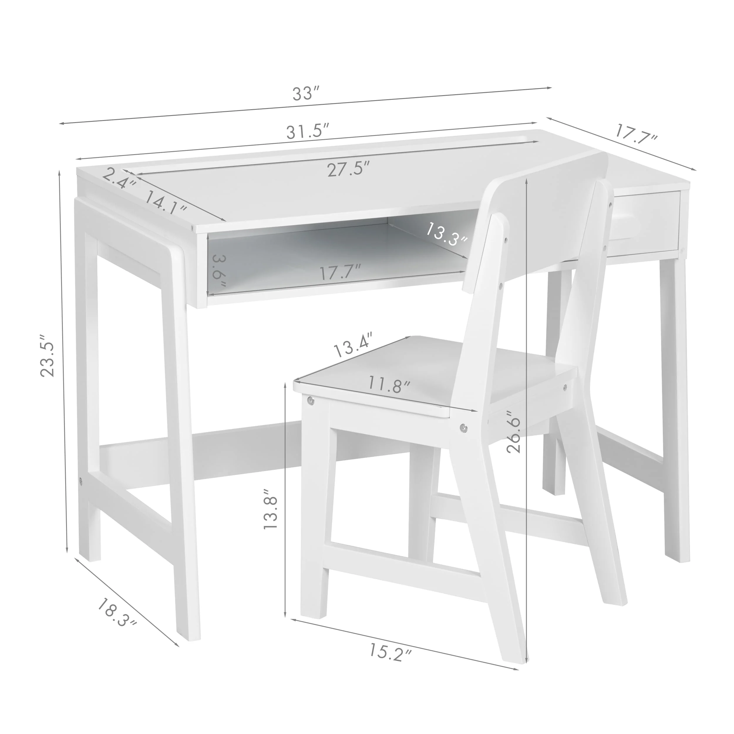 UTEX Kids Desk and Chair Set for Kids with Drawers