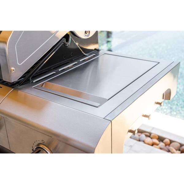 Deluxe 6-Burner Natural Gas Grill in Black with Ceramic Searing Side Burner and Gourmet Plus Cooking System