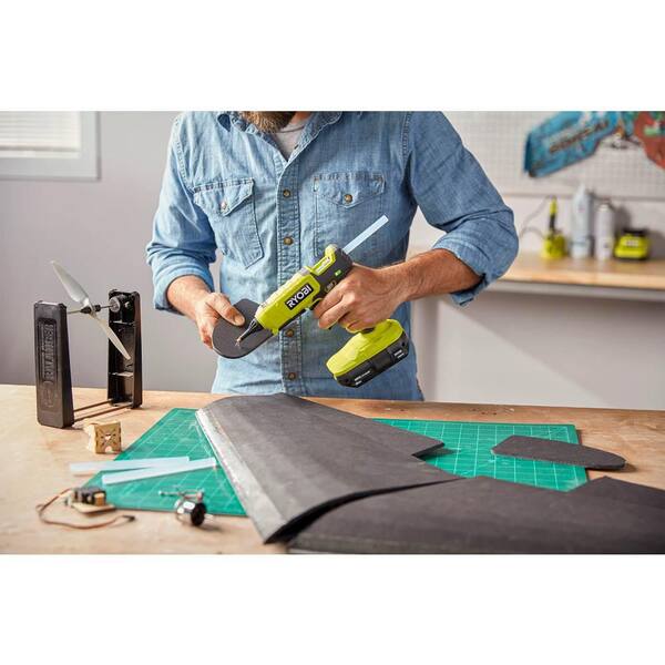 ONE+ 18V Cordless 2- Tool Combo Kit with Rotary Tool Station. Dual Temperature Glue Gun. 2.0 Ah Battery and Charger