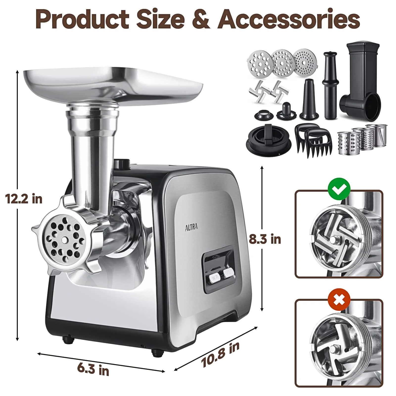 ALTRA LIFE Electric Meat Grinder. Sausage Stuffer