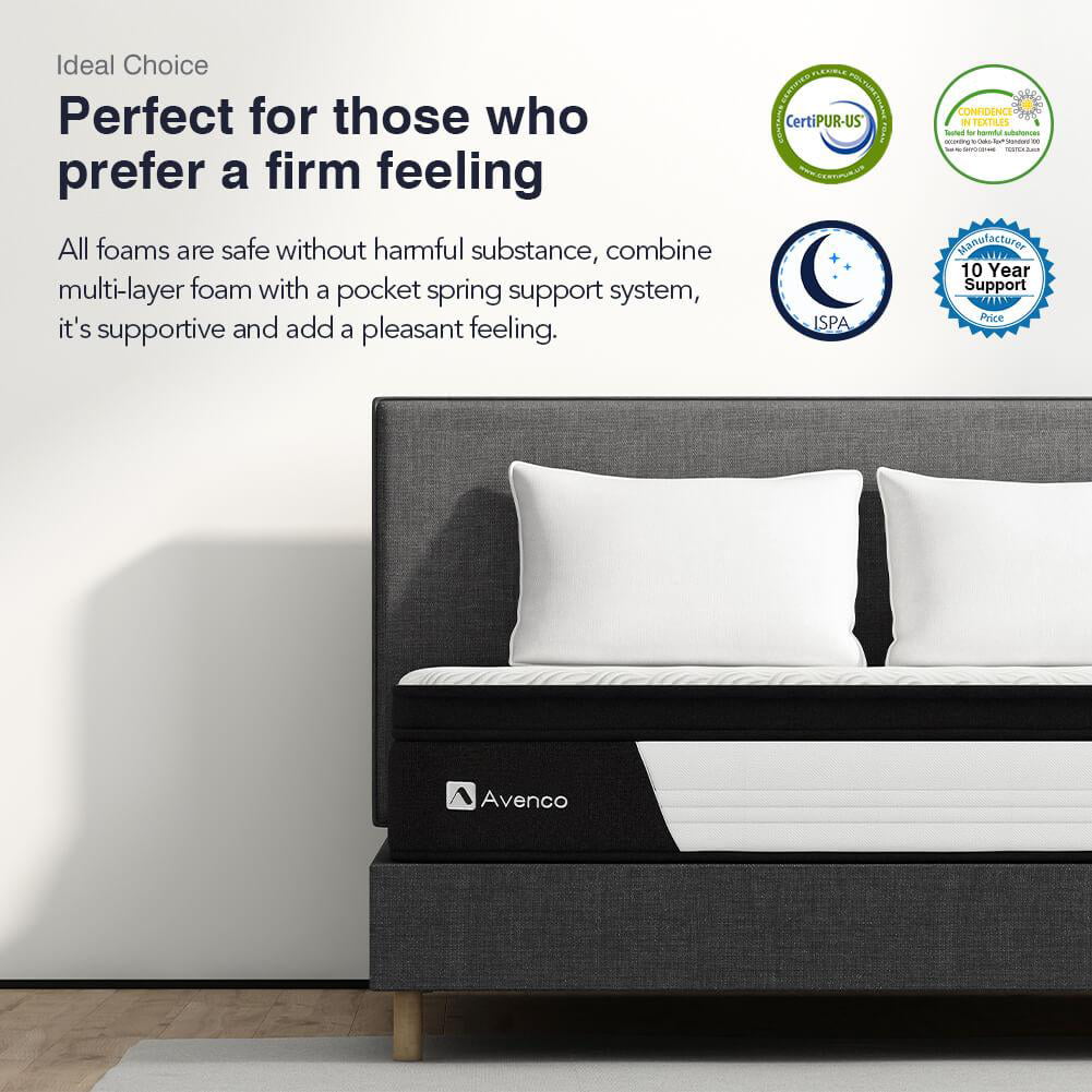 Queen Size Hybrid Mattress. 12-Inch Mattress in a Box. Pocketed Innerspring and Memory Foam Mattress. Medium Firm with Pillow Top. Supportive