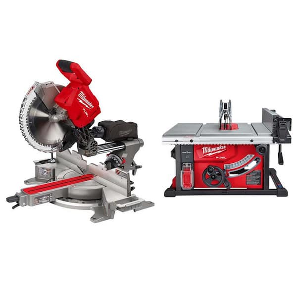 M18 FUEL 18V Lithium-Ion Brushless 12 in. Cordless Dual Bevel Sliding Compound Miter Saw with 8-1/4 in. Table Saw