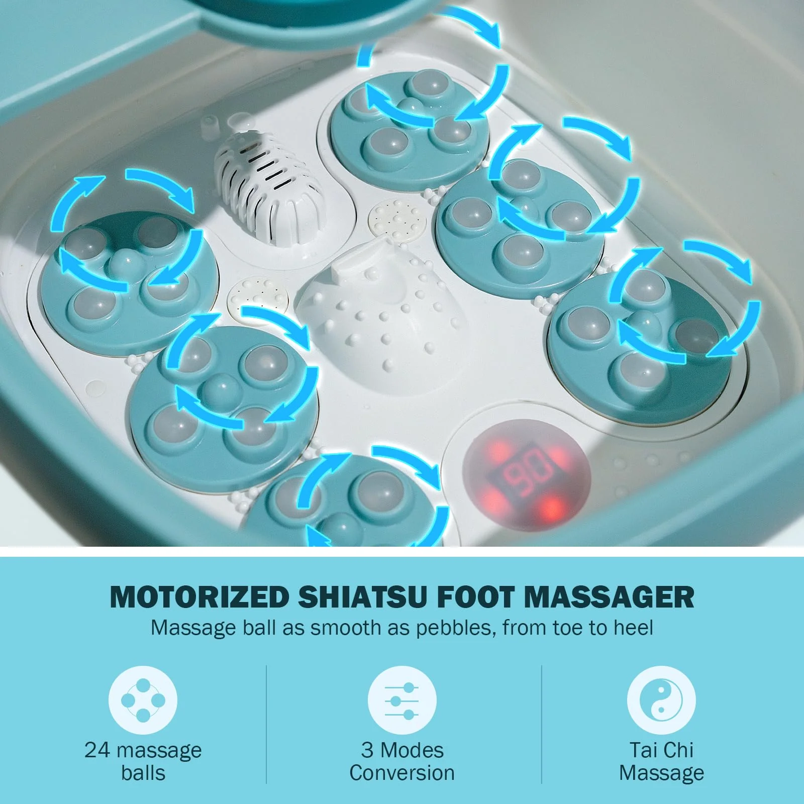 KNQZE Collapsible Foot Spa Electric Rotary Foot Massager Bath