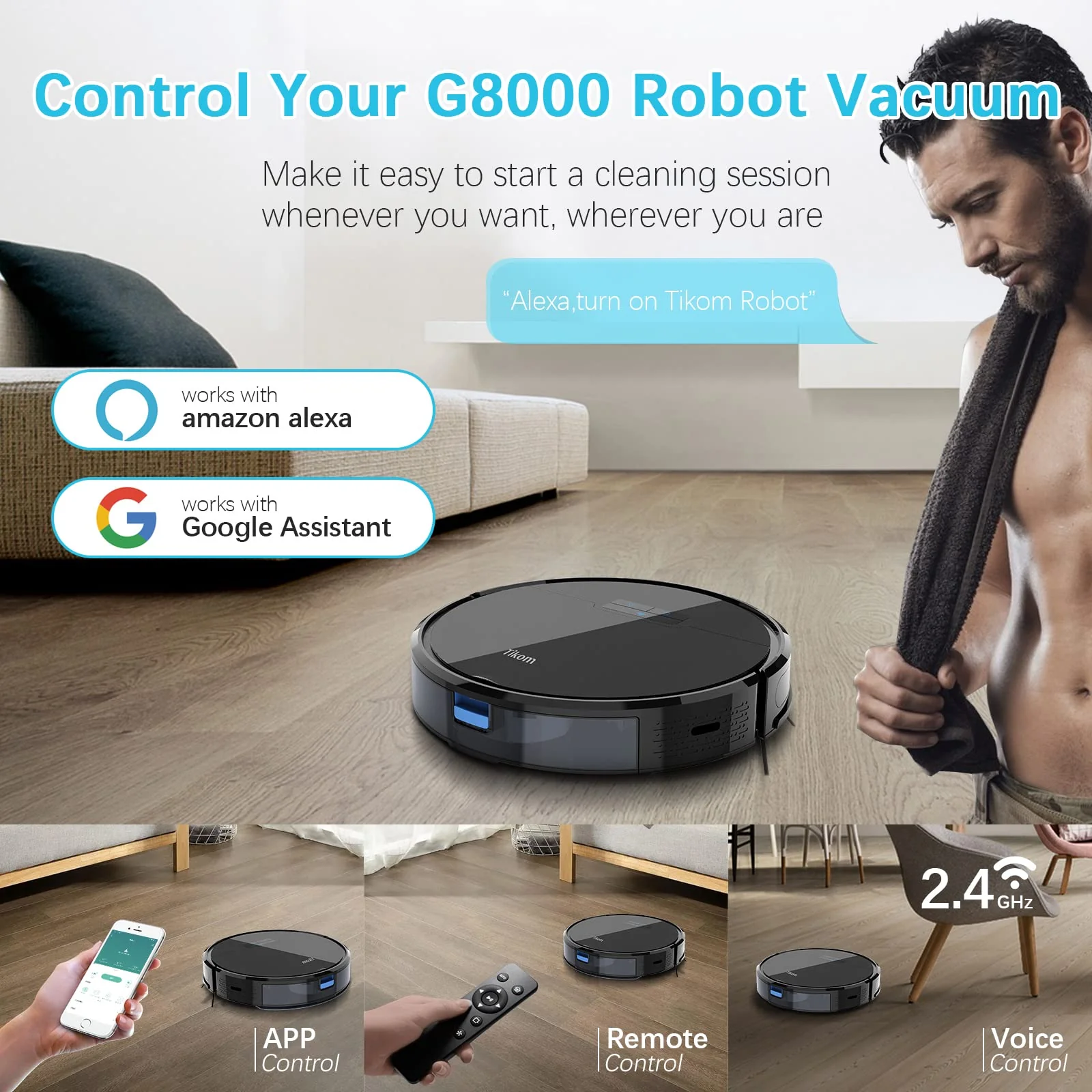 Tikom Robot Vacuum and Mop. G8000 Robot Vacuum Cleaner