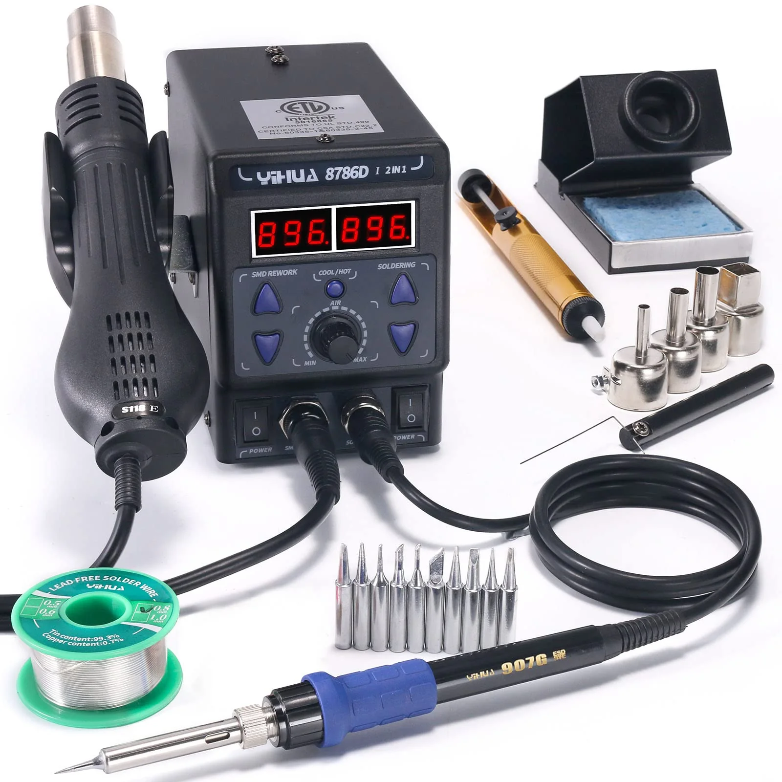 YIHUA 2 in 1 Hot Air Rework and Soldering Iron Station with ??F /??C