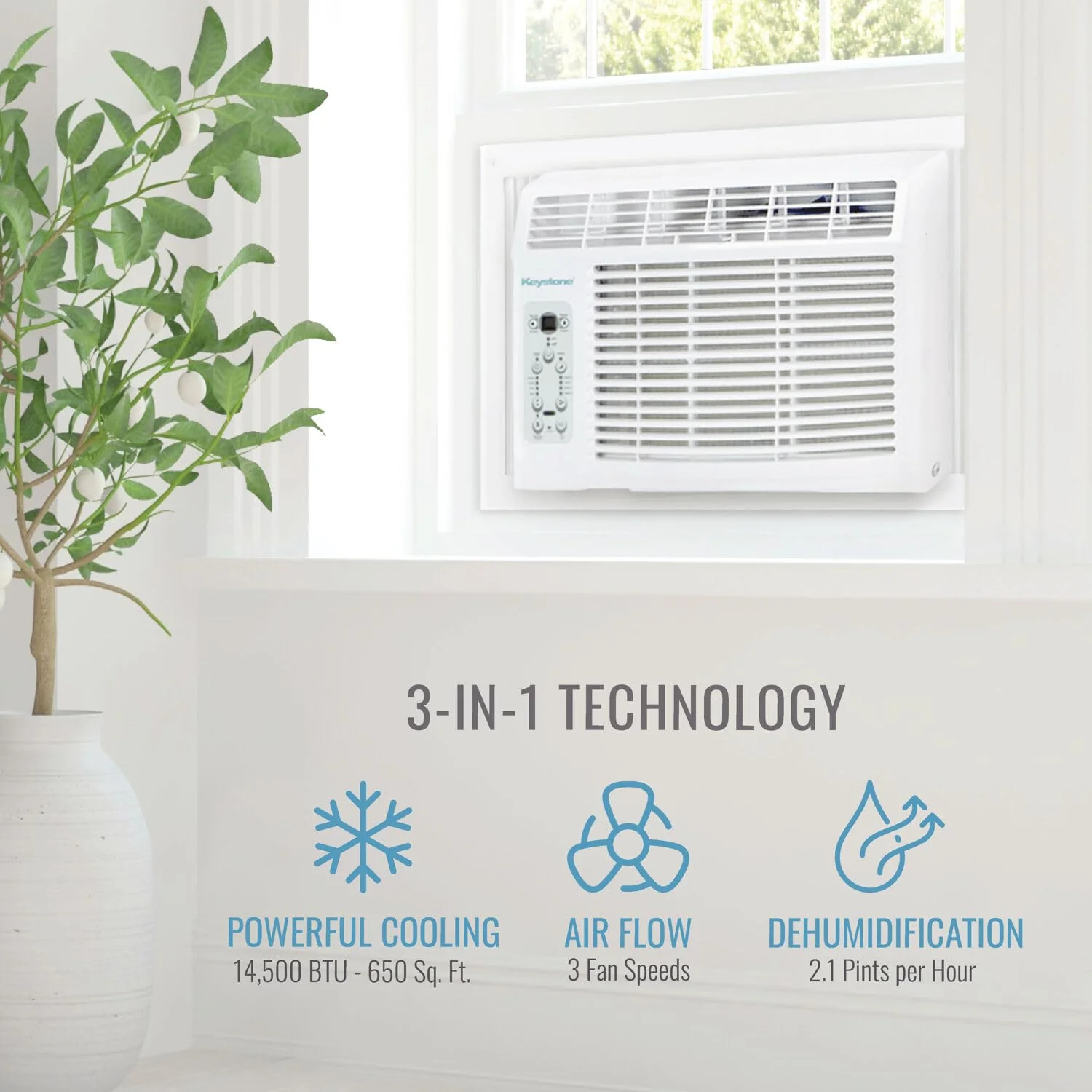 Keystone 14.500 BTU Window Air Conditioner and Dehumidifier