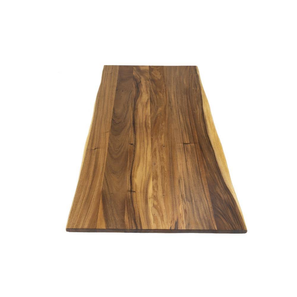 Hardwood Reflections 5 ft. L x 30 in. D Unfinished Saman Solid Wood Butcher Block Desktop Countertop with Live Edge
