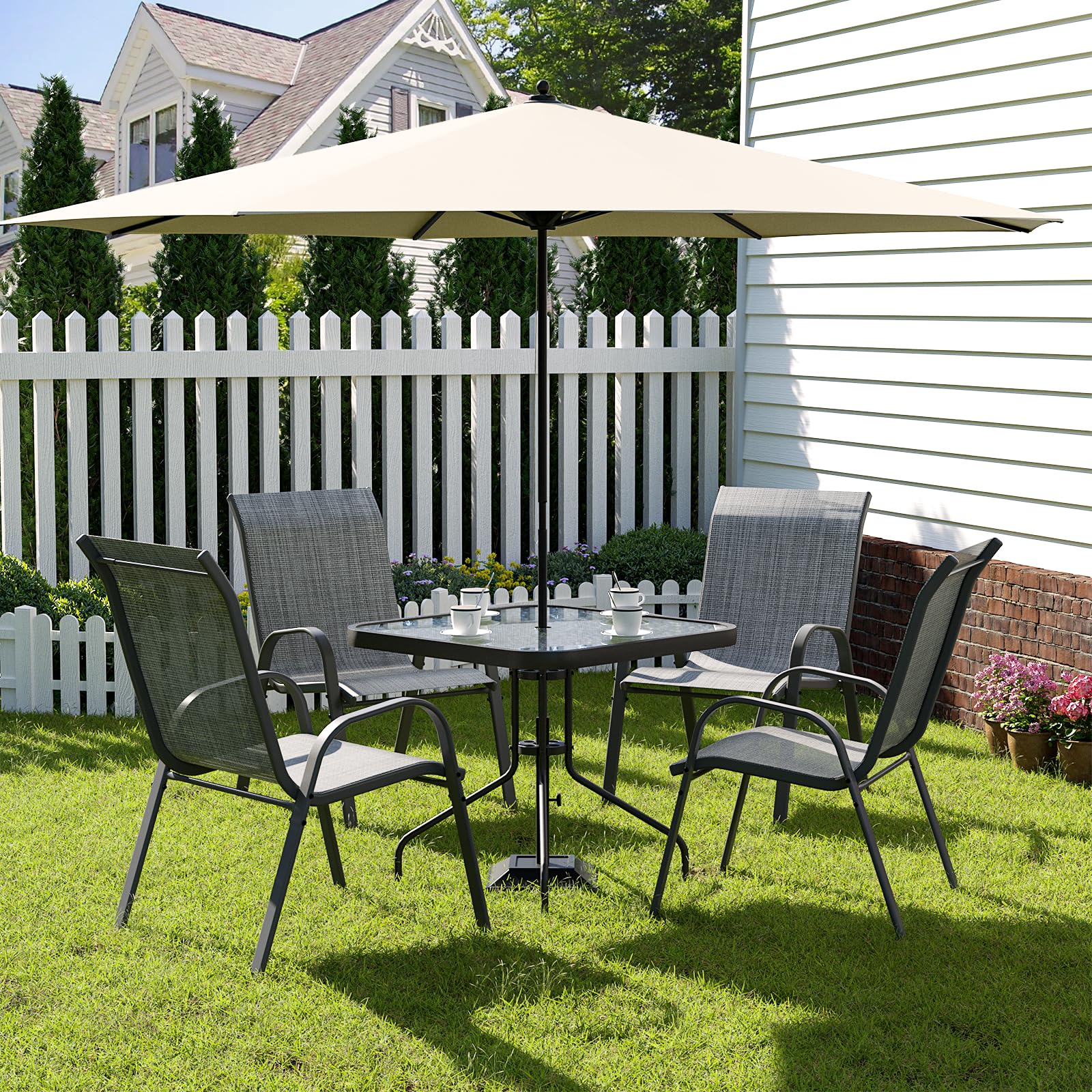 Amopatio Outdoor Dining Set of 5. Patio Table and Chairs Set