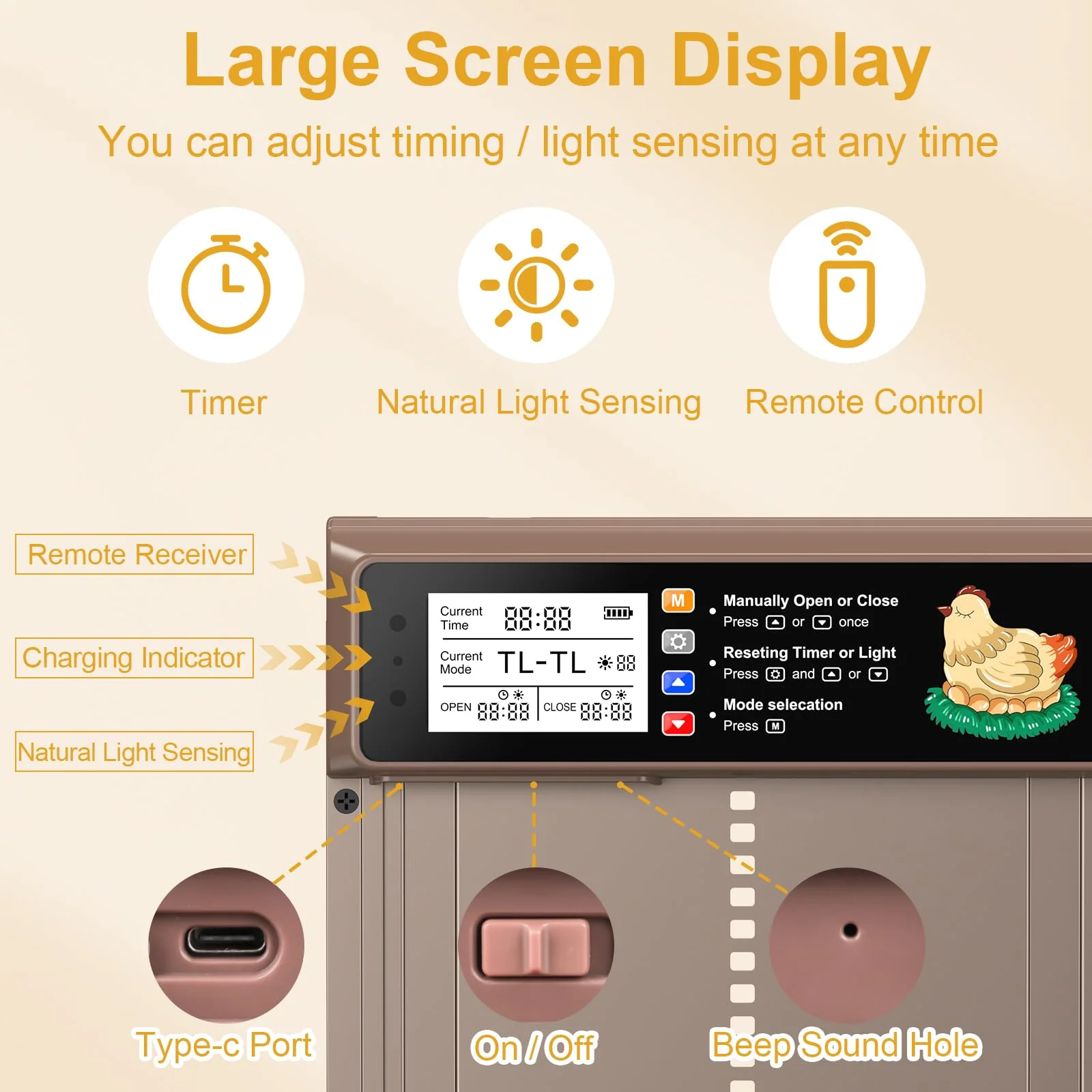 NyPots Automatic Chicken Coop Door Solar Powered