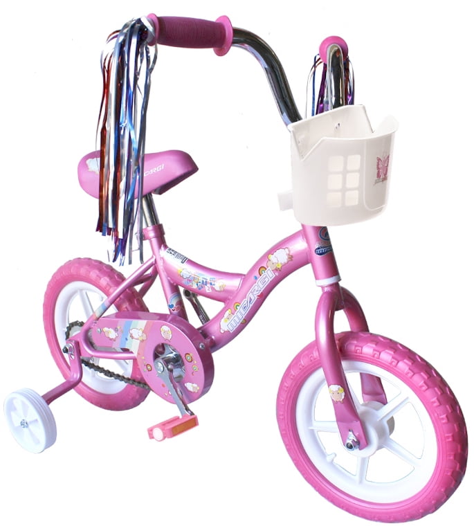12 Kid's Beginner Bicycle for 2-4 Years Old Boys' and Girls' Bike Foam Tire for Indoor Use No Brake - Pink