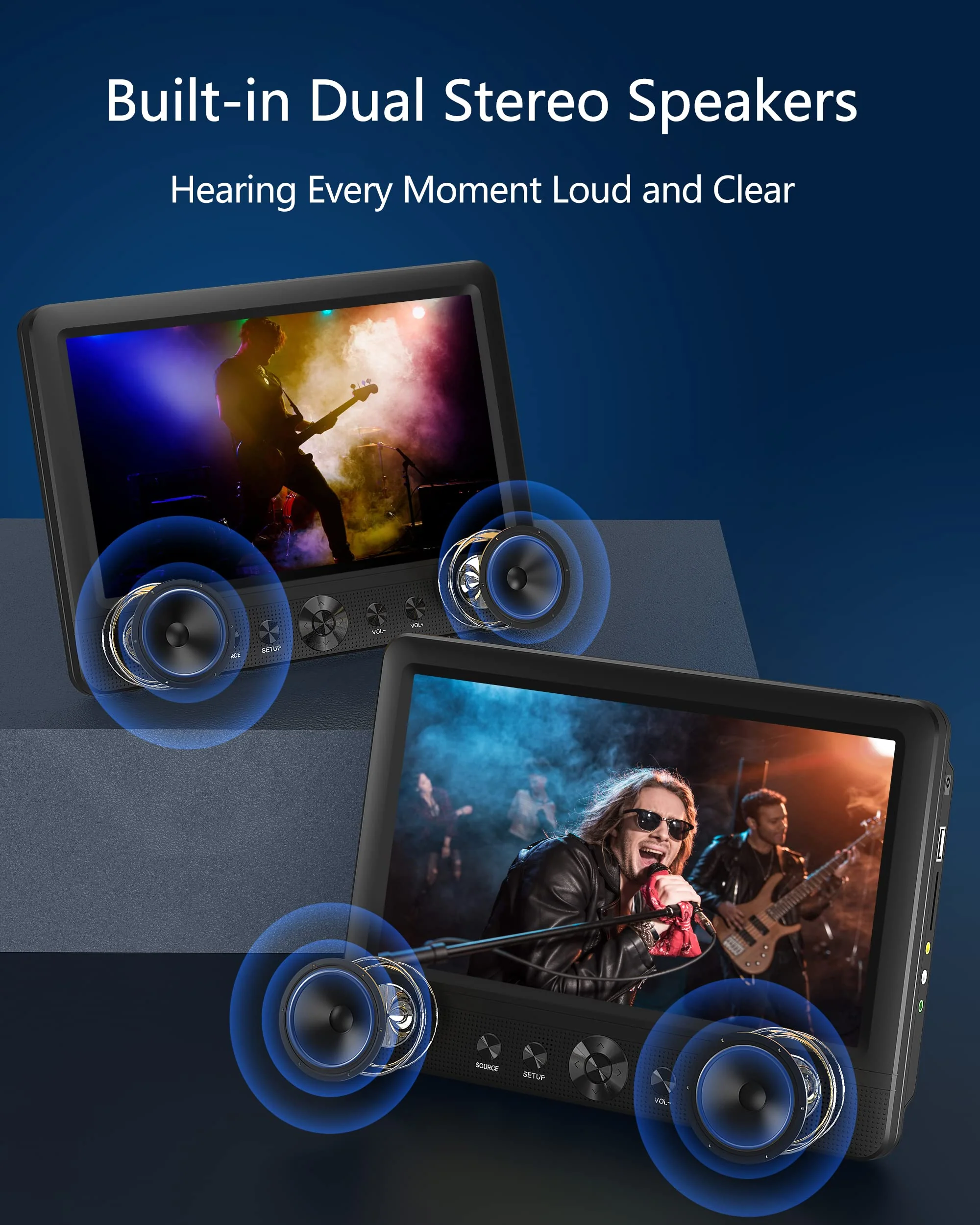 WONNIE Portable 10.5 Two Car DVD Players