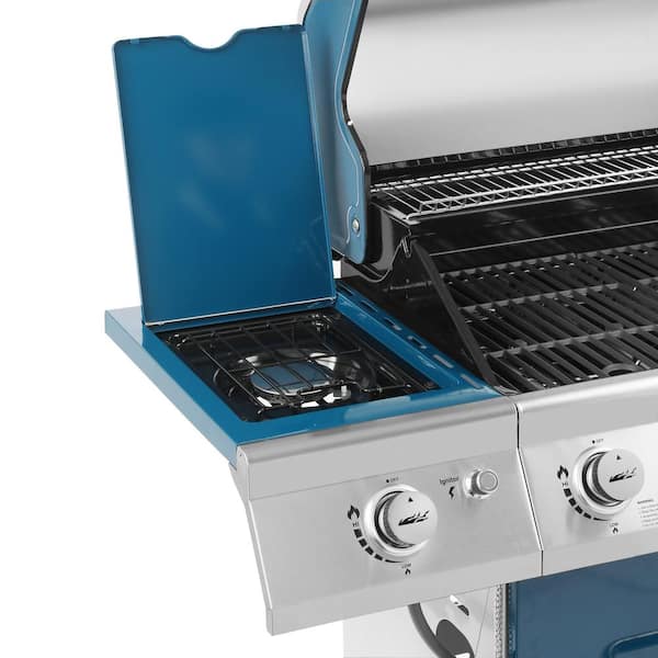 6-Burner Propane Gas Grill in Blue with Sear Burner and Side Burner