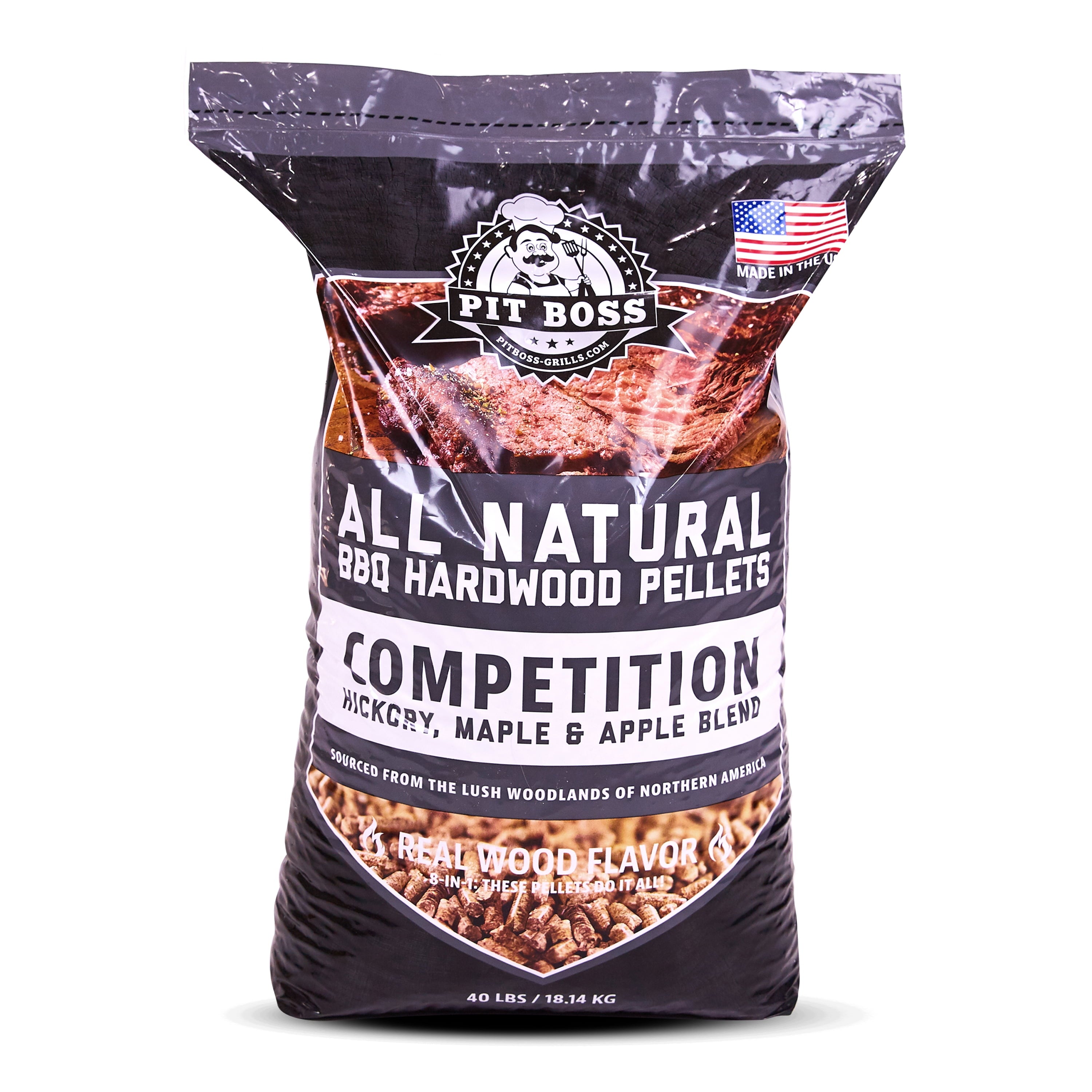 Boss 100% All-Natural Hardwood Competition Blend BBQ Grilling Pellets. 40 Pound Bag