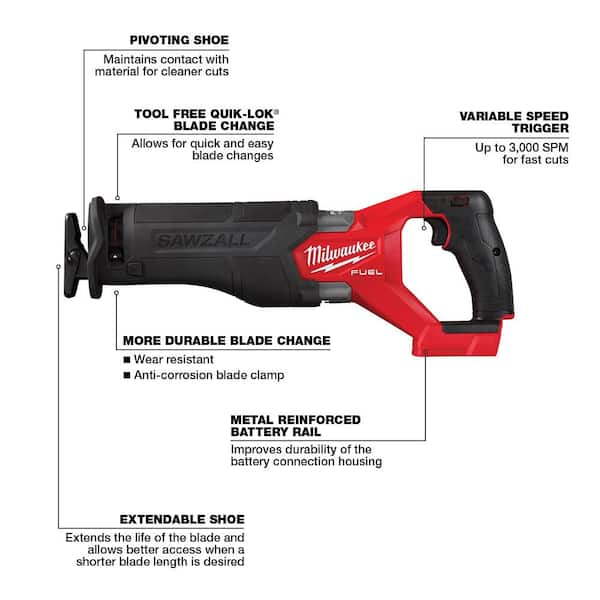 M18 FUEL GEN-2 18V Lithium-Ion Brushless Cordless SAWZALL Reciprocating Saw w/(2) 6.0 Ah Batteries