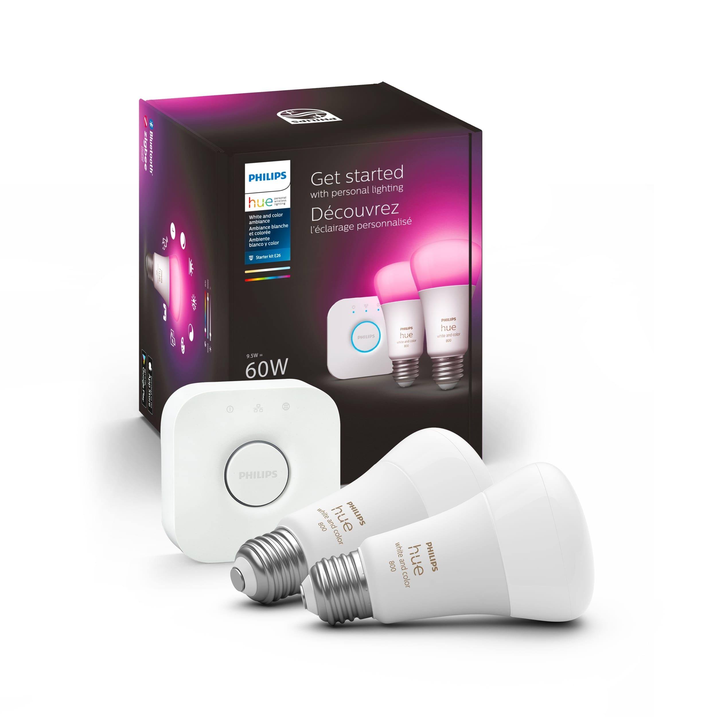 Hue White & Color Ambiance 60W A19 Smart LED Starter Kit