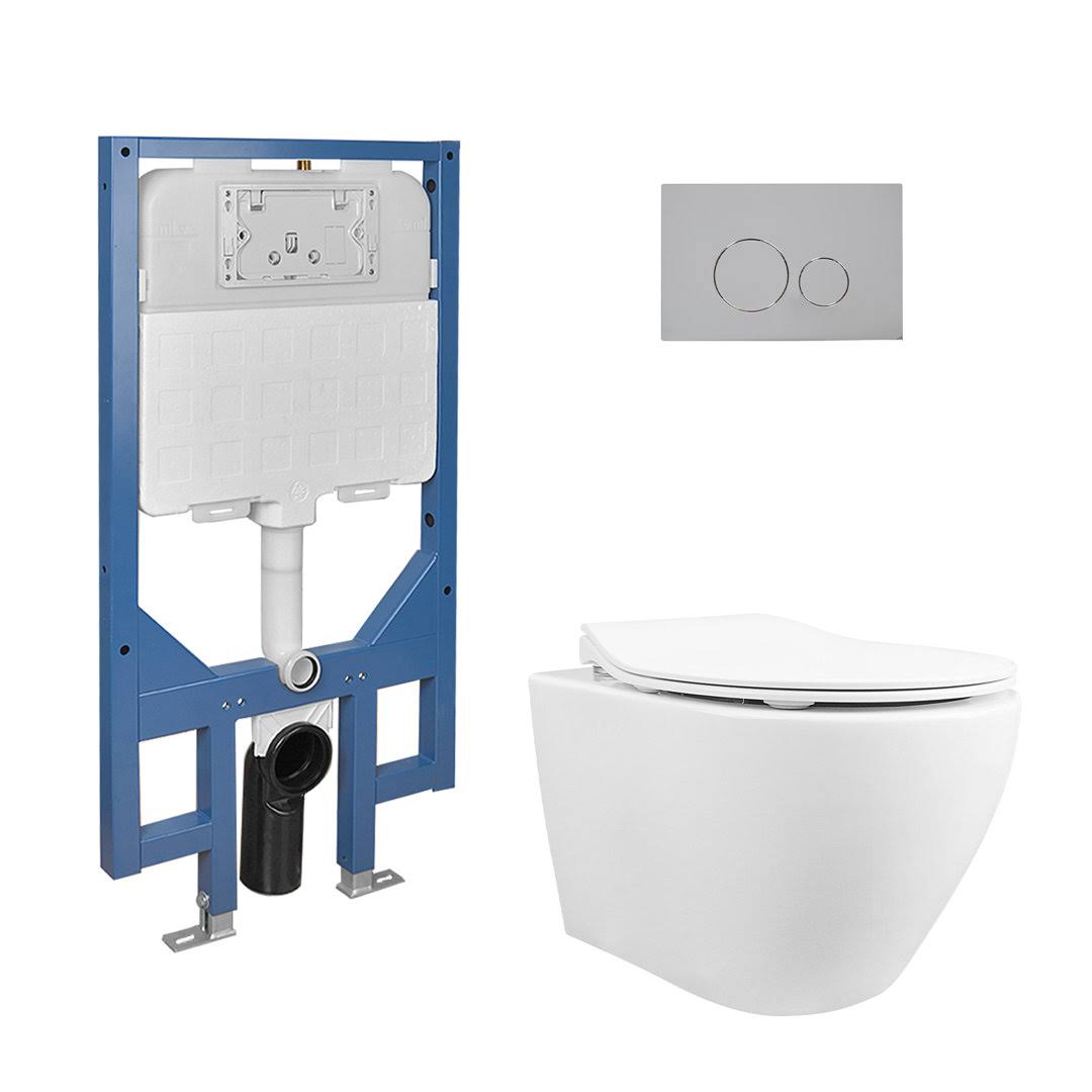 DeerValley DV-1F0069-CF Dual-Flush Elongated Wall Mounted Wall Hung Toilet with Concealed In-Wall Toilet Tank(Seat Included)