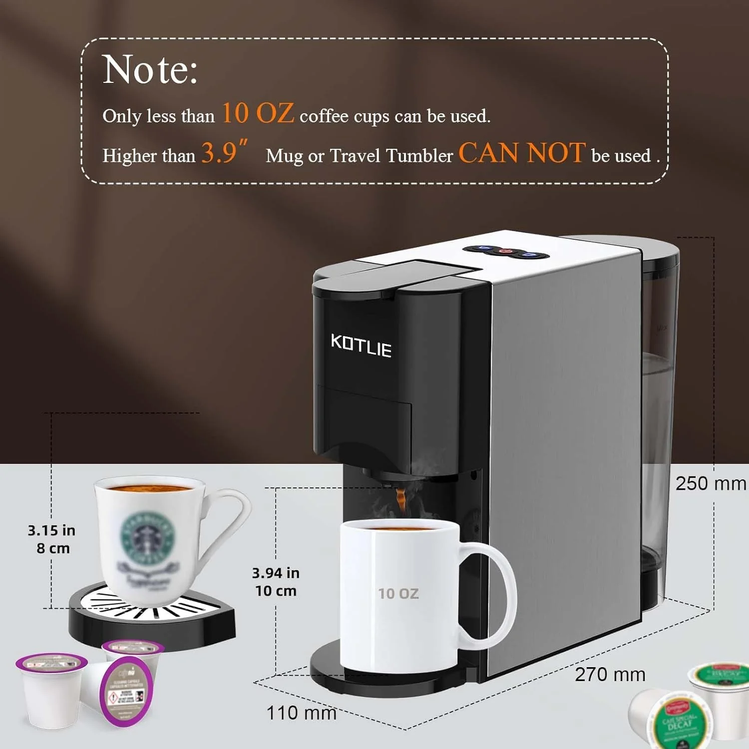 KOTLIE Single Serve Coffee Maker. 4 in 1 Espresso Machine