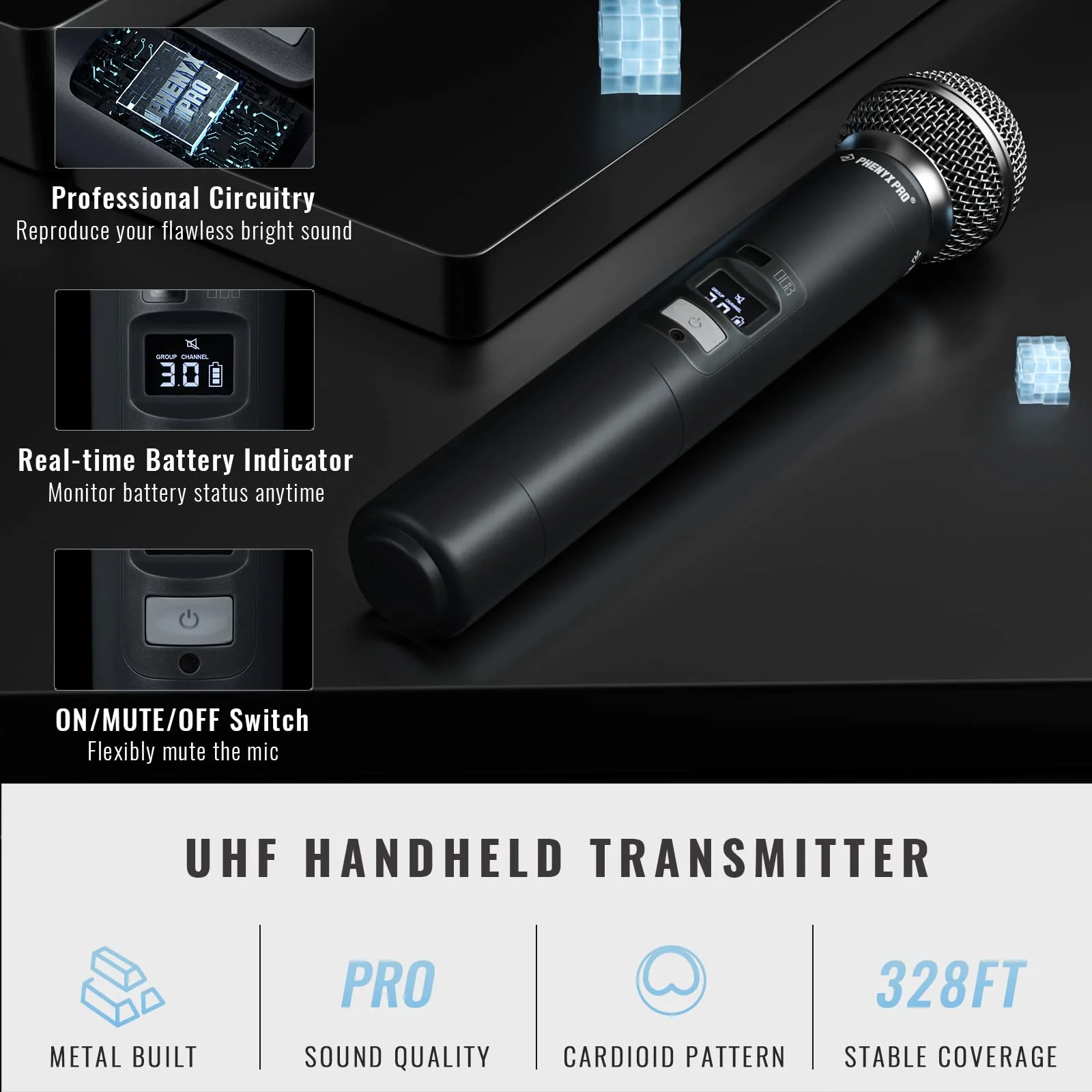 Phenyx Pro Wireless Microphone System Dual Wireless Mics