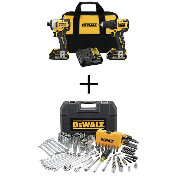 ATOMIC 20V MAX Cordless Compact Drill/Impact 2 Tool Combo Kit. Mech Tool Set (142-PC). and (2) 1.3Ah Batteries
