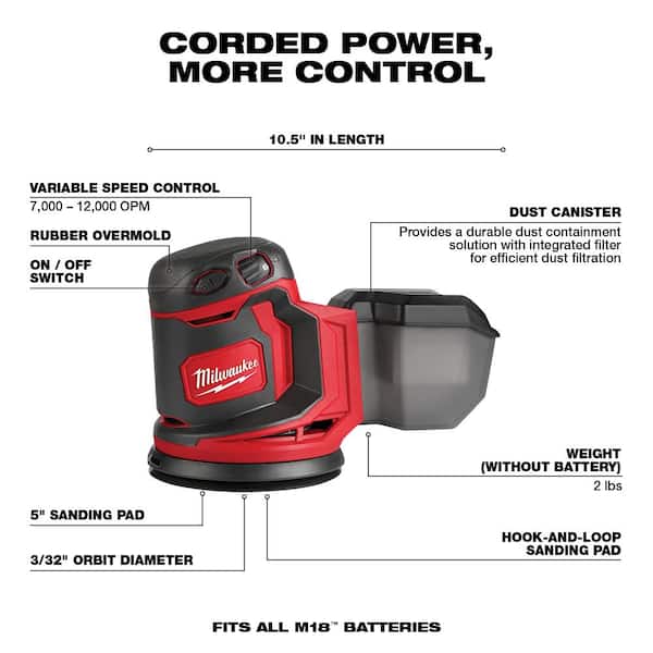 M18 18V Lithium-Ion Cordless Drill Driver/Impact Driver Combo Kit W/Random Orbit Sander