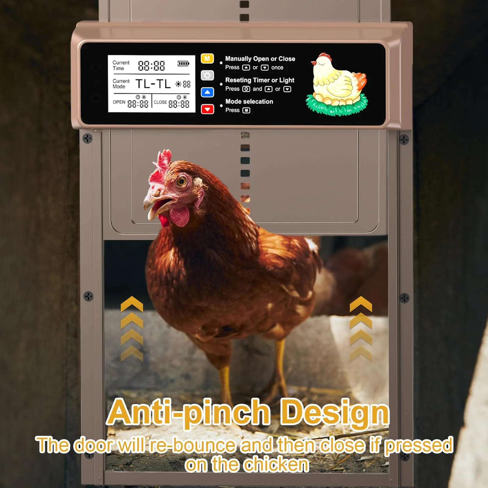 NyPots Automatic Chicken Coop Door Solar Powered