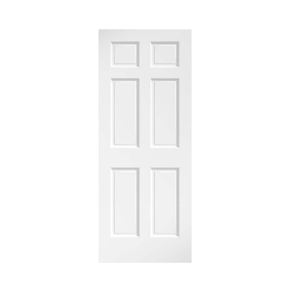 EightDoors 80 inch x 30 inch 6 Panel White Primed Solid Wood Core Door