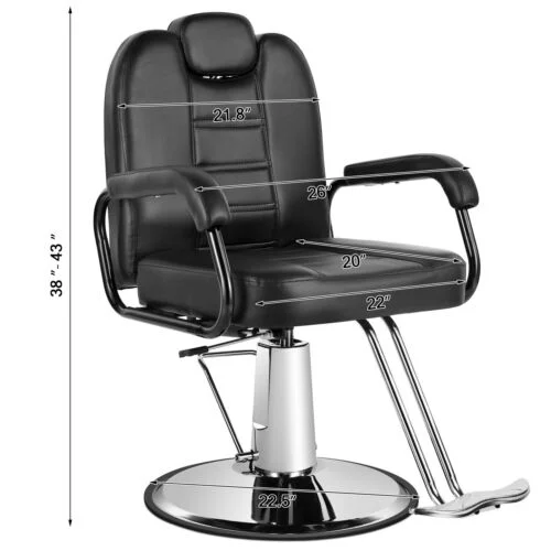 Artist hand Black 360&deg;Barber Chair Heavy Duty Hydraulic Reclining Salon Shampoo Beauty Hair Styling Equipment - MadeInUSA